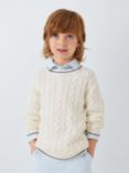 John Lewis Heirloom Collection Kids' Cashmere Blend Cable Knit Jumper, Cream