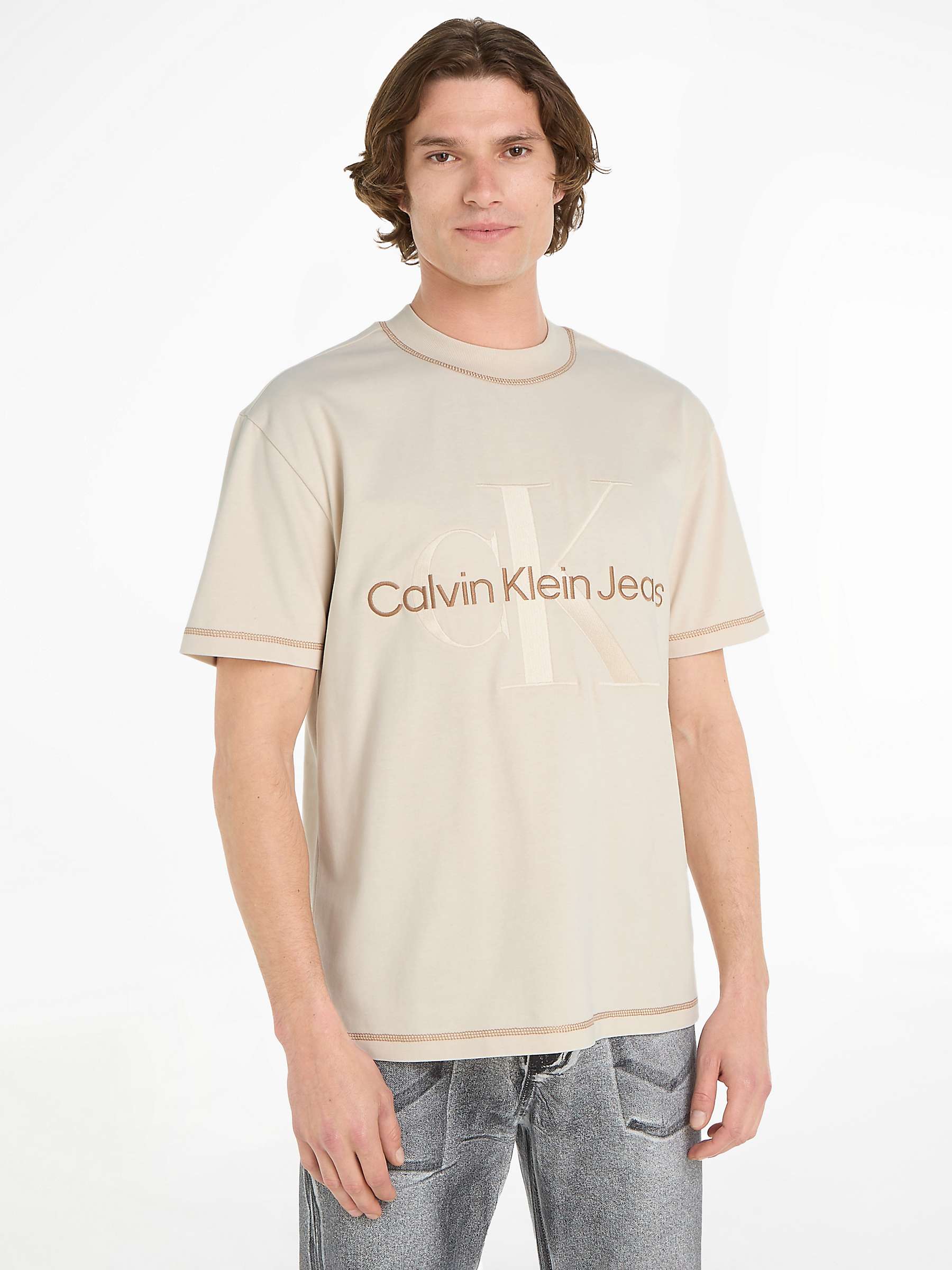 Buy Calvin Klein Jeans Wash Monologo T-Shirt, Ivory Online at johnlewis.com