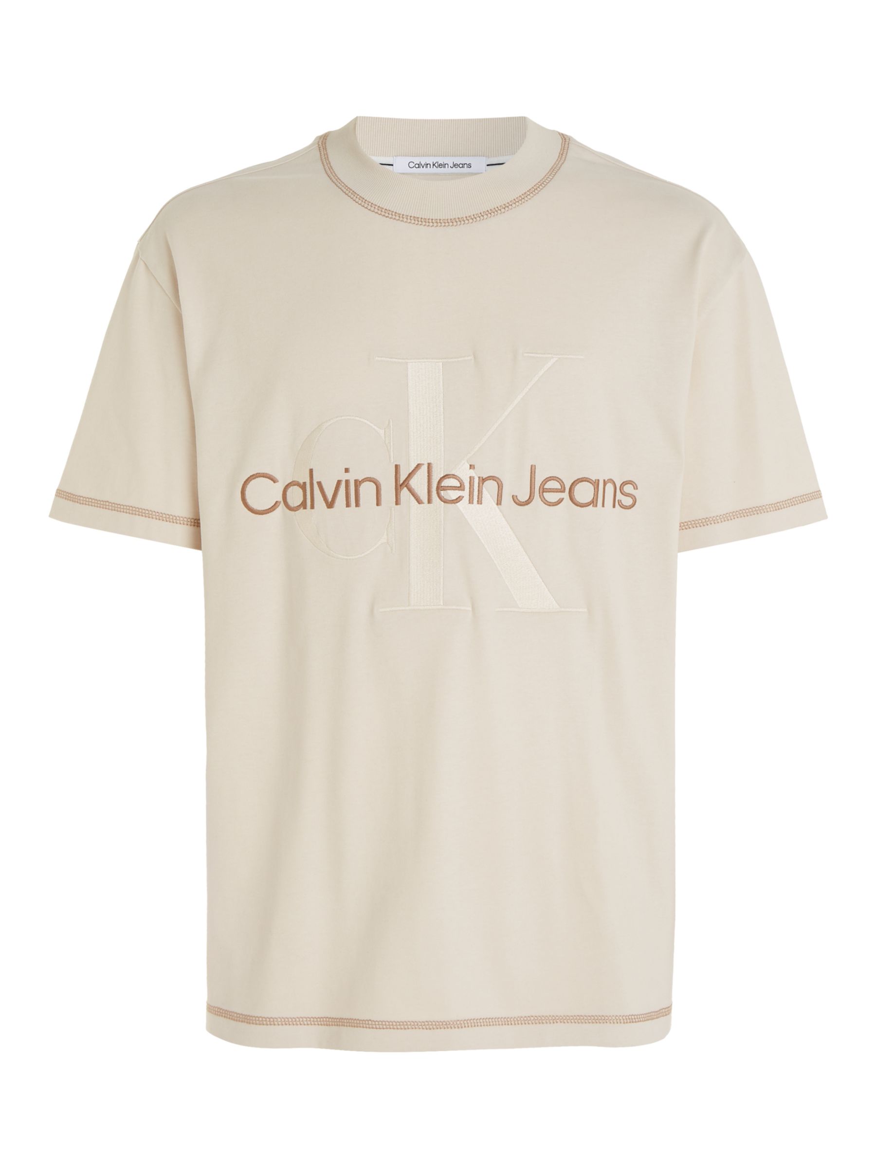 Calvin Klein Jeans Wash Monologo T-Shirt, Ivory, L