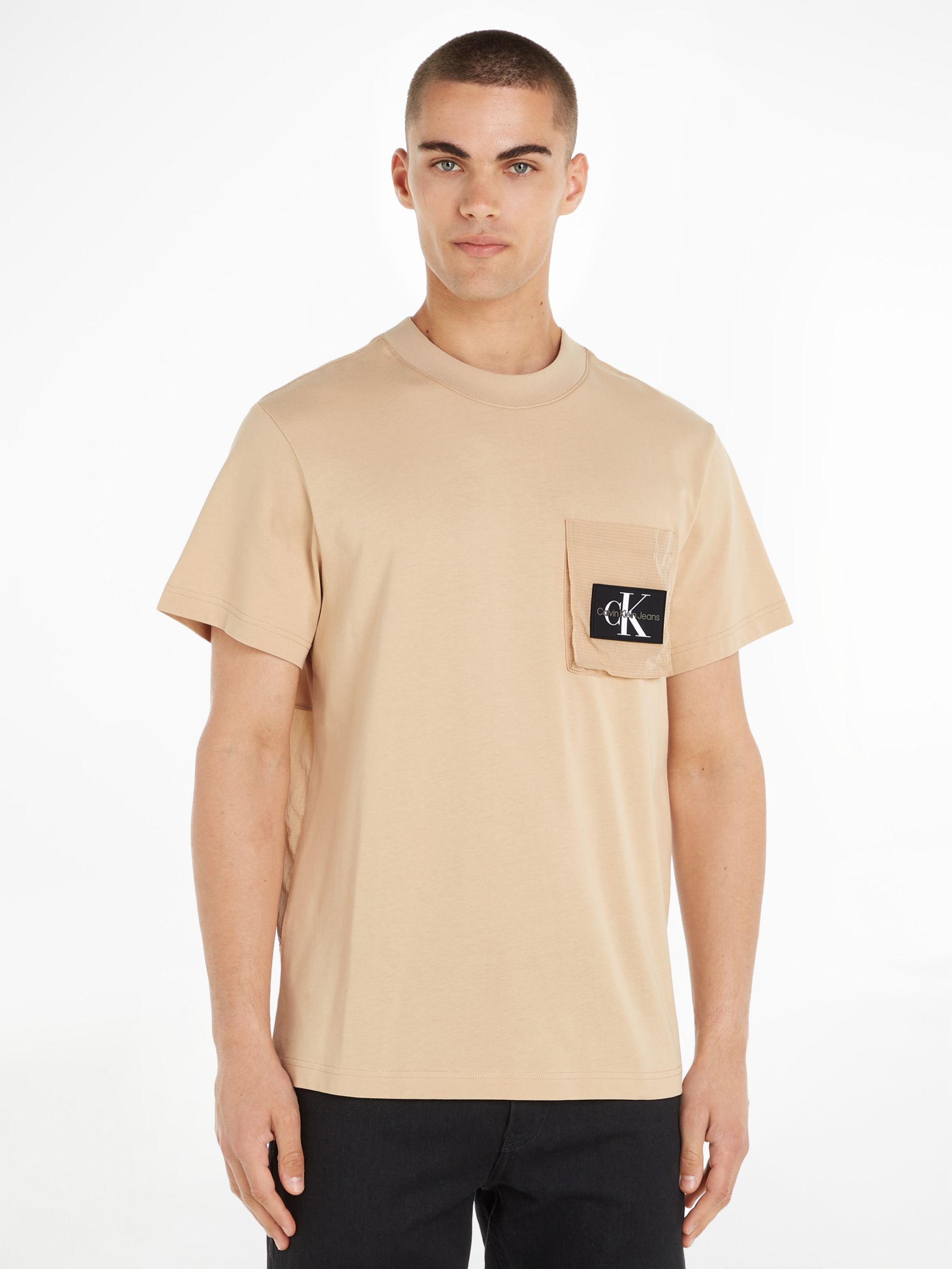 Calvin Klein Jeans Panel Short Sleeve T-Shirt, Brown, M