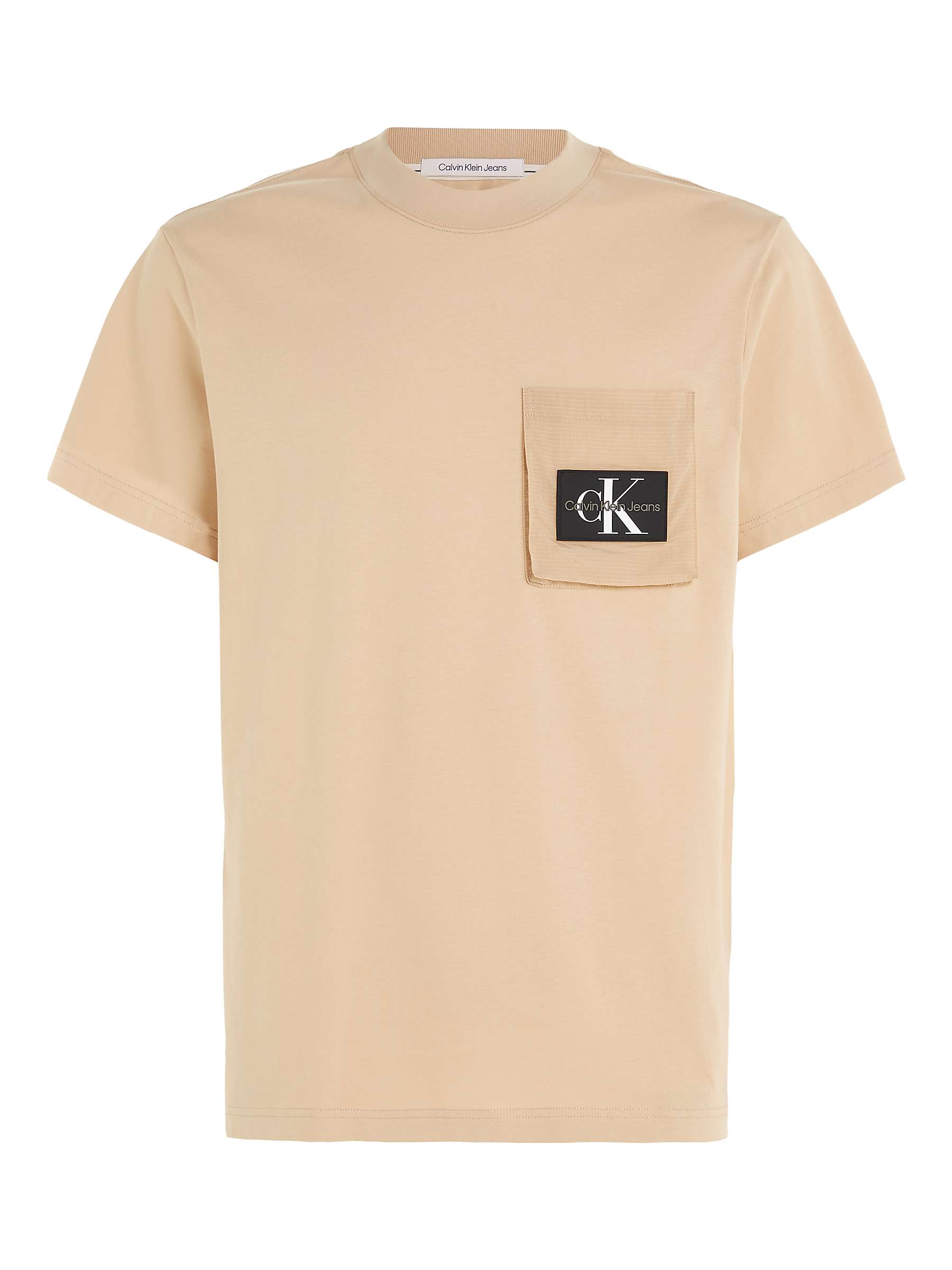Buy Calvin Klein Jeans Panel Short Sleeve T-Shirt, Brown Online at johnlewis.com