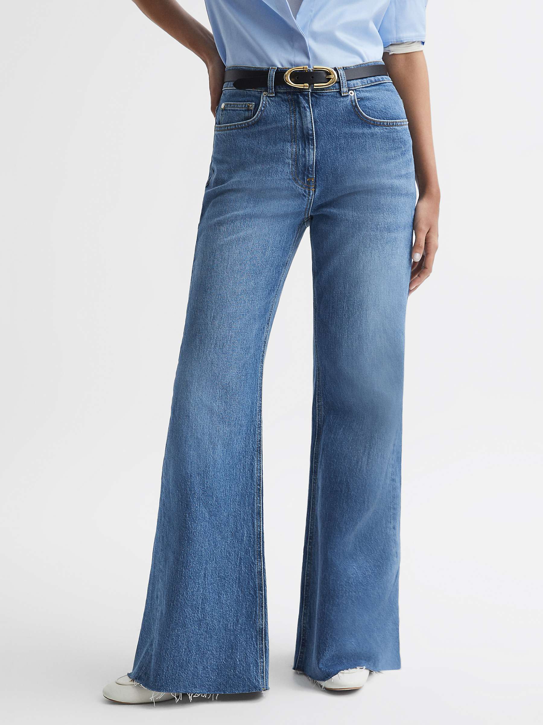 Buy Reiss Calla Mid Rise Wide Leg Jeans, Mid Blue Online at johnlewis.com