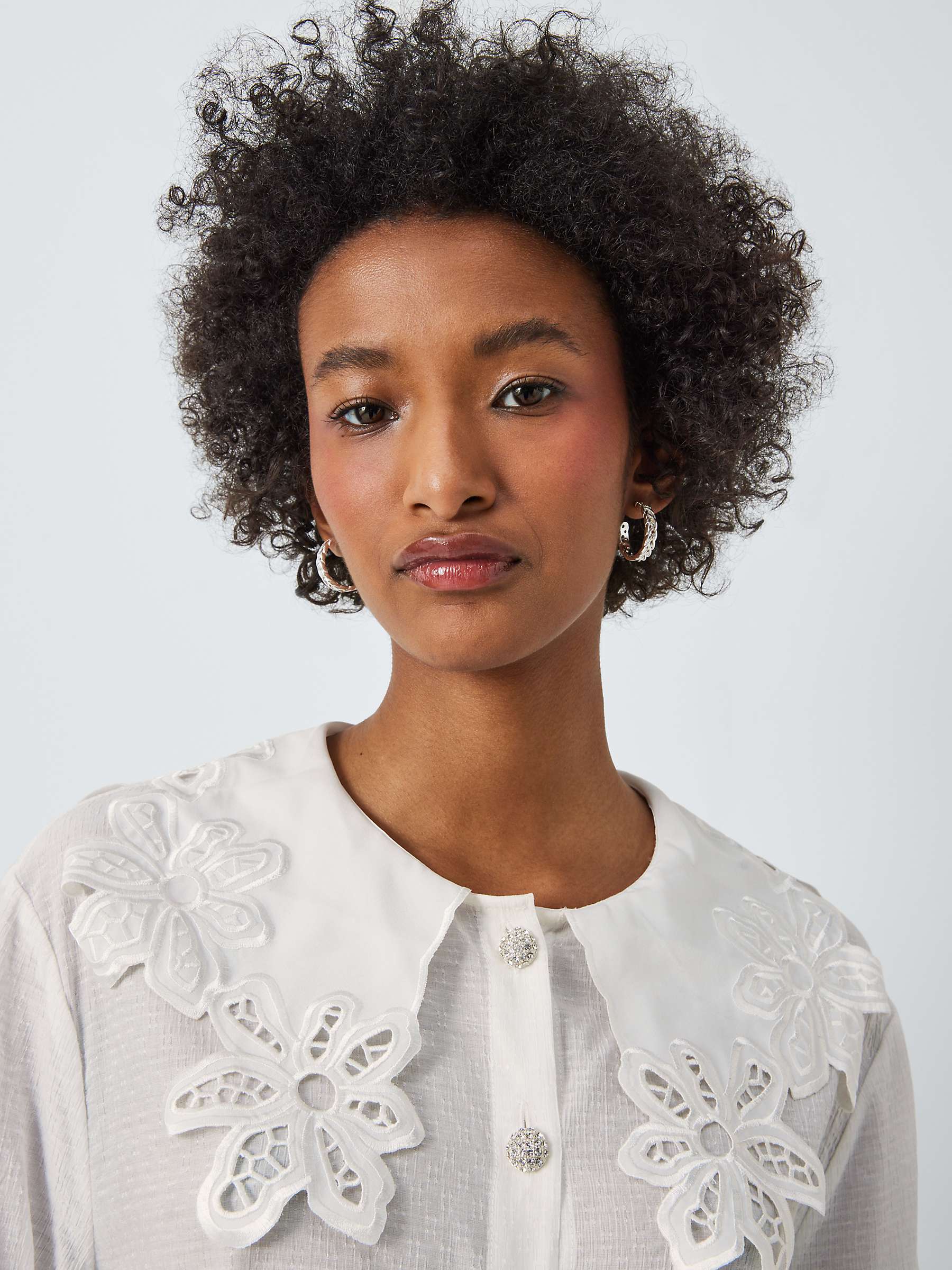 Buy Sister Jane Victoria Textured Floral Cut-Out Collar Shirt, White Online at johnlewis.com