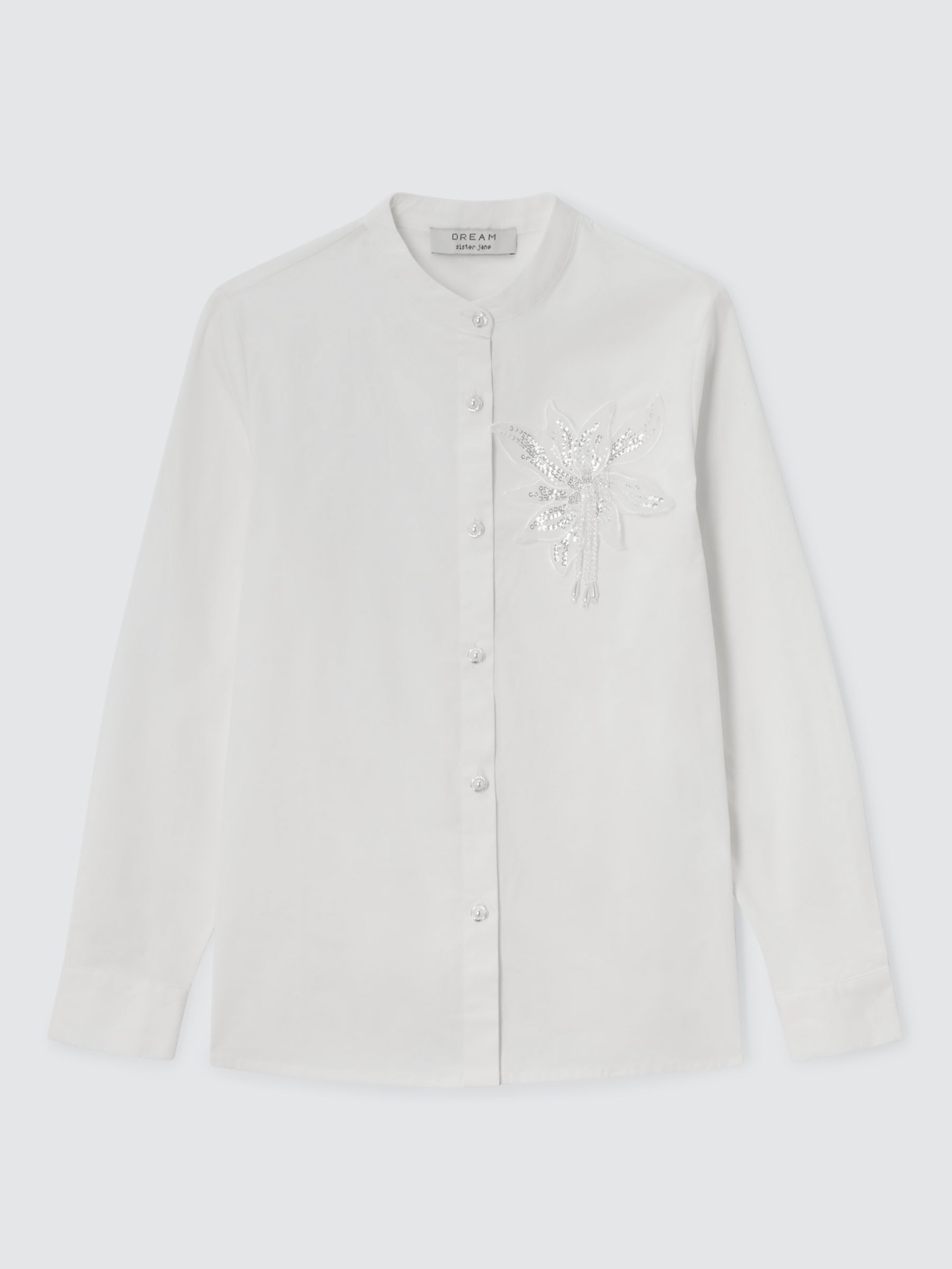Sister Jane Cezanne Sequin Flower Linen Blend Shirt, White, 6