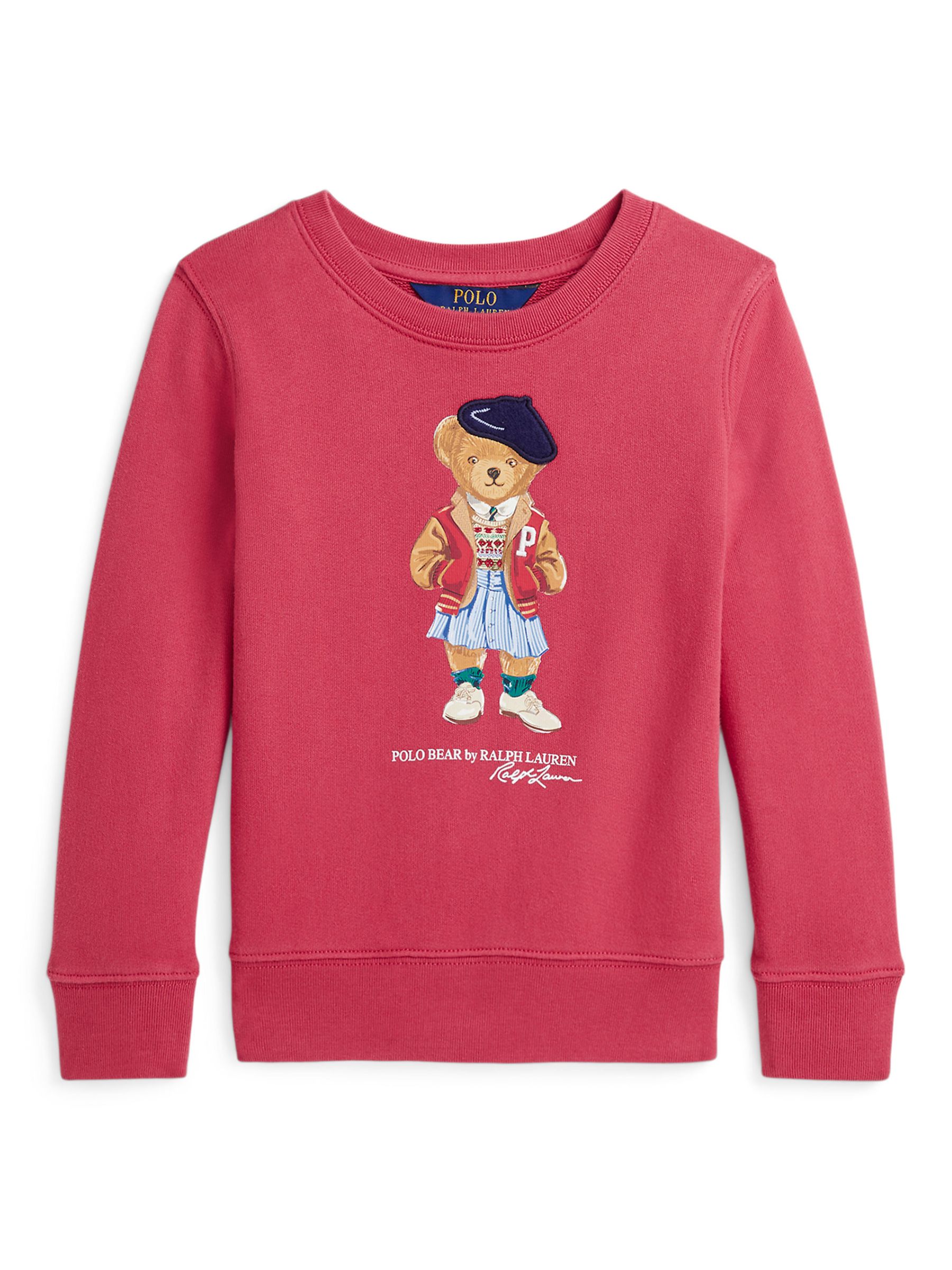 Ralph Lauren Kids' Polo Bear Fleece Sweatshirt, Nantucket Red, L