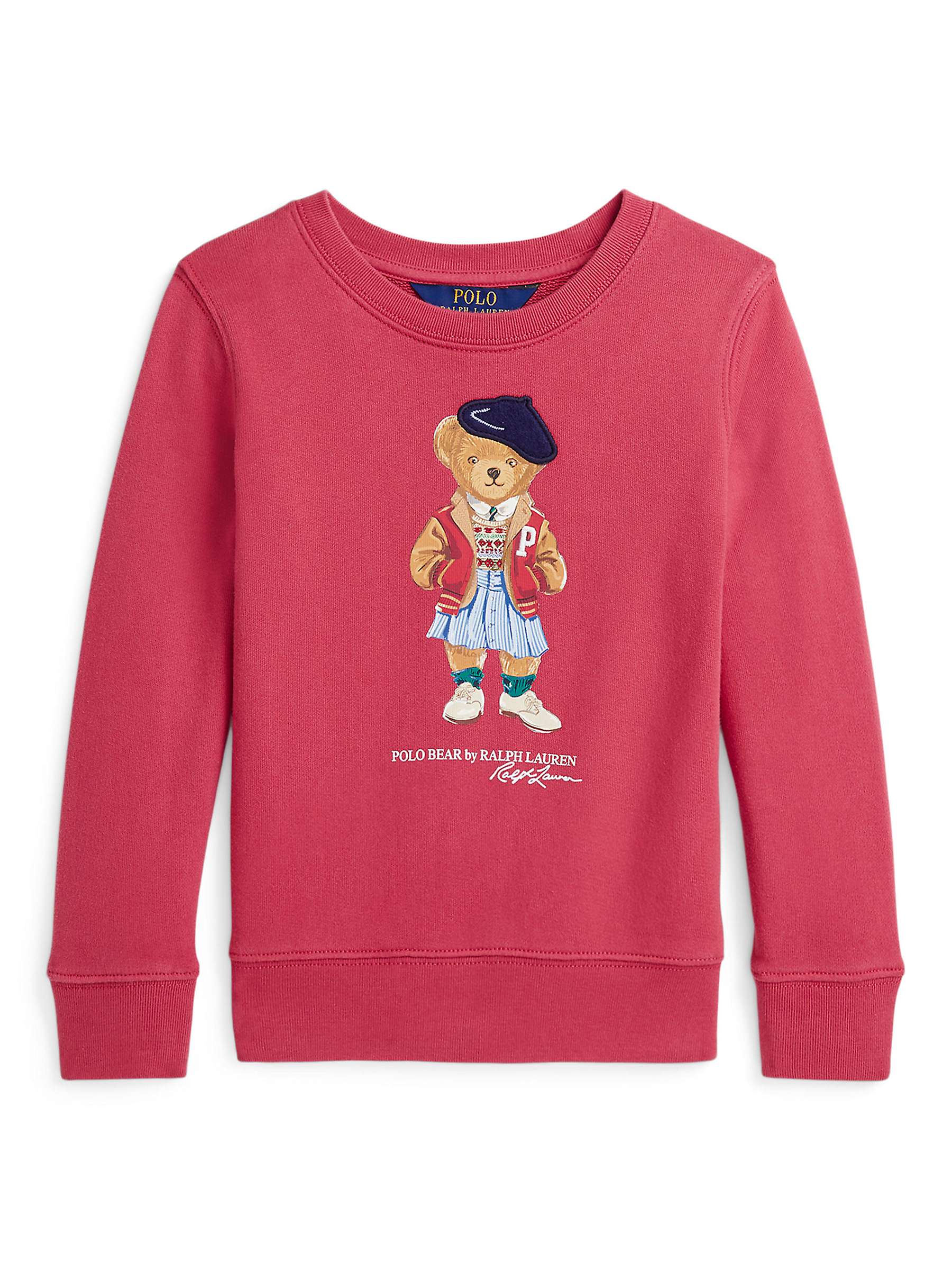Buy Ralph Lauren Kids' Polo Bear Fleece Sweatshirt, Nantucket Red Online at johnlewis.com