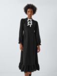 Sister Jane Neptune Contrast Bow Placket Midi Dress, Black/White