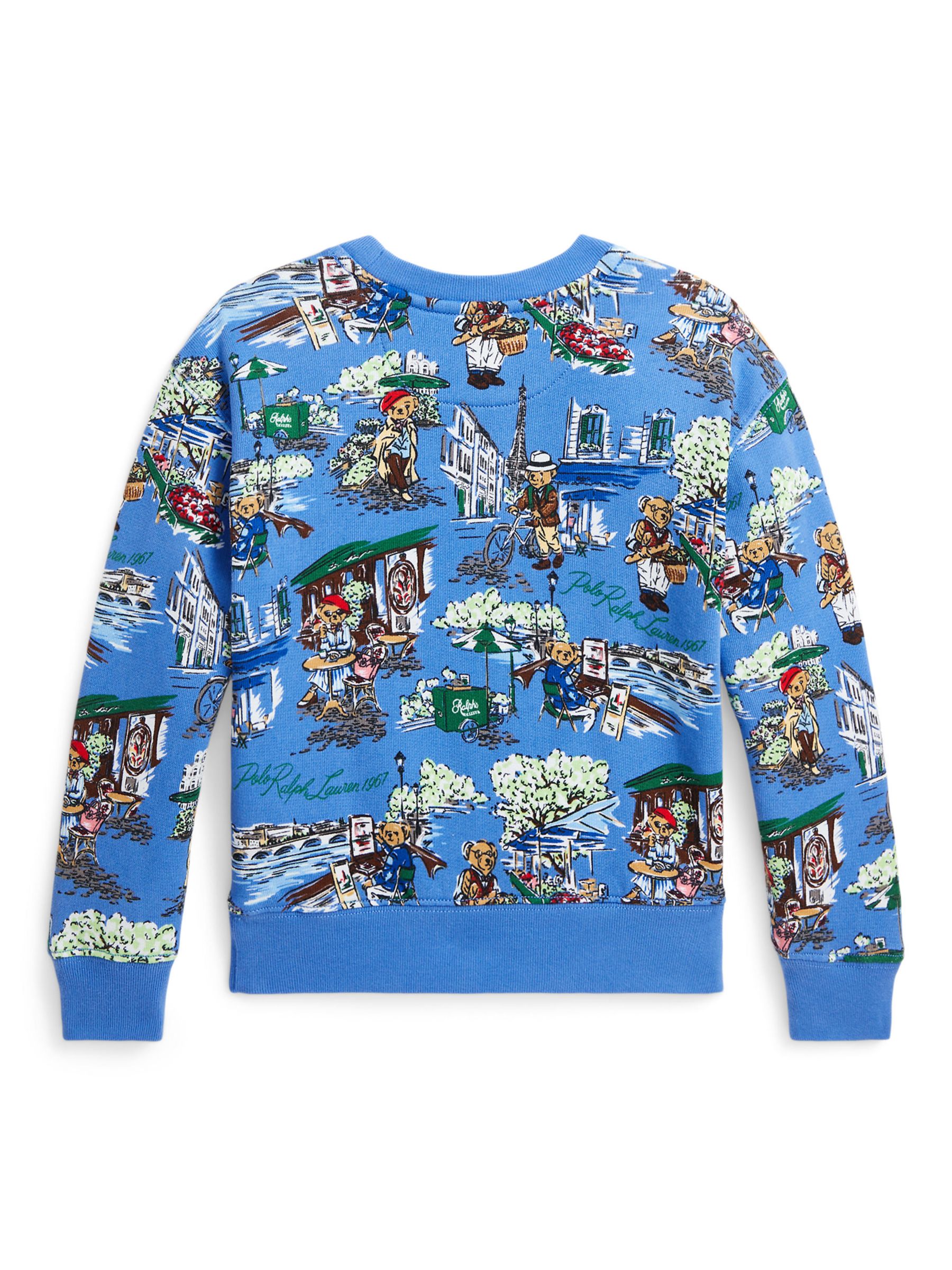 Buy Ralph Lauren Polo Bear Paris Print French Terry Sweatshirt, Blue/Multi Online at johnlewis.com