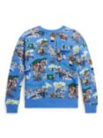 Ralph Lauren Polo Bear Paris Print French Terry Sweatshirt, Blue/Multi