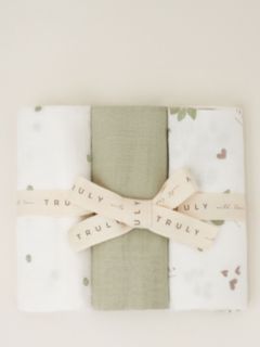 Truly Baby Cotton Muslin Cloths, Pack of 3, Multi, One Size
