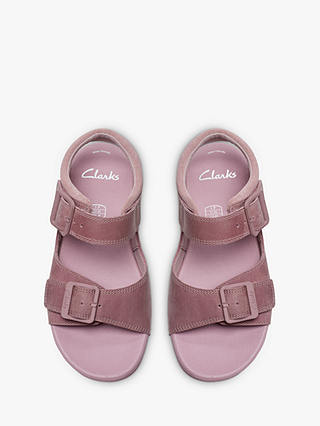 Clarks Kids' Baha Beach Strap Leather Sandals, Dusty Pink
