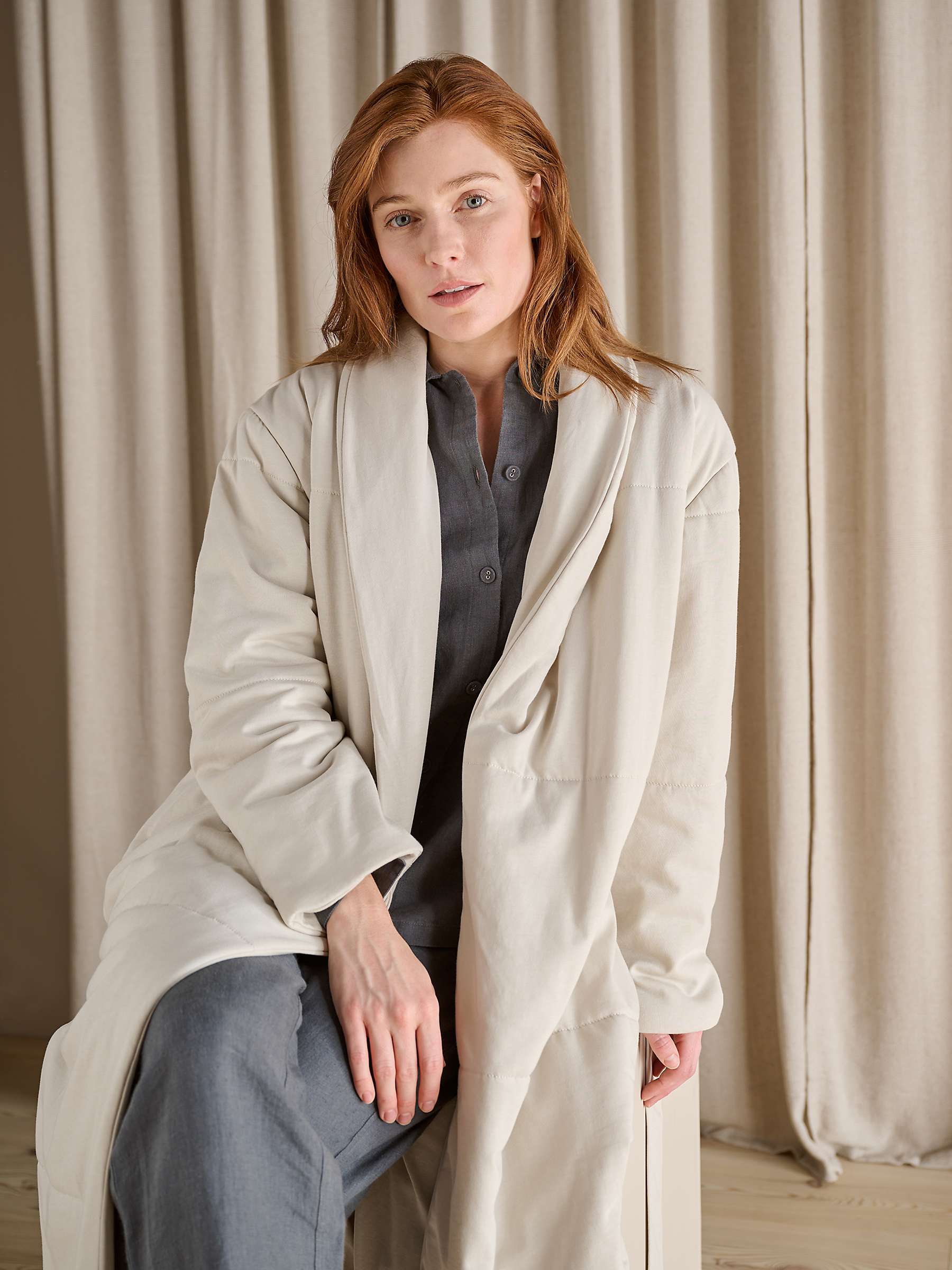 Buy Bedfolk Housecoat Cotton Dressing Gown Robe, Clay Online at johnlewis.com