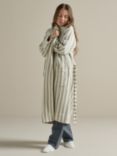 Bedfolk Dream Stripe Cotton Dressing Gown, Sage