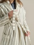 Bedfolk Dream Stripe Cotton Dressing Gown, Sage