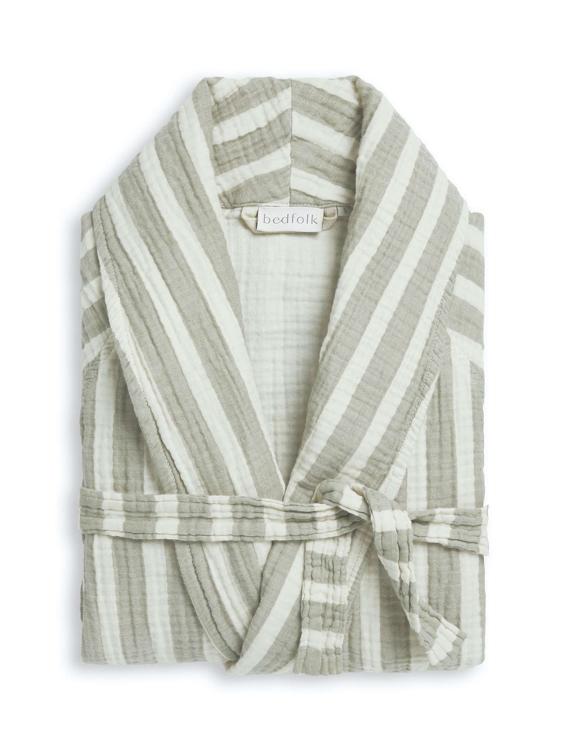 Buy Bedfolk Dream Stripe Cotton Dressing Gown, Sage Online at johnlewis.com