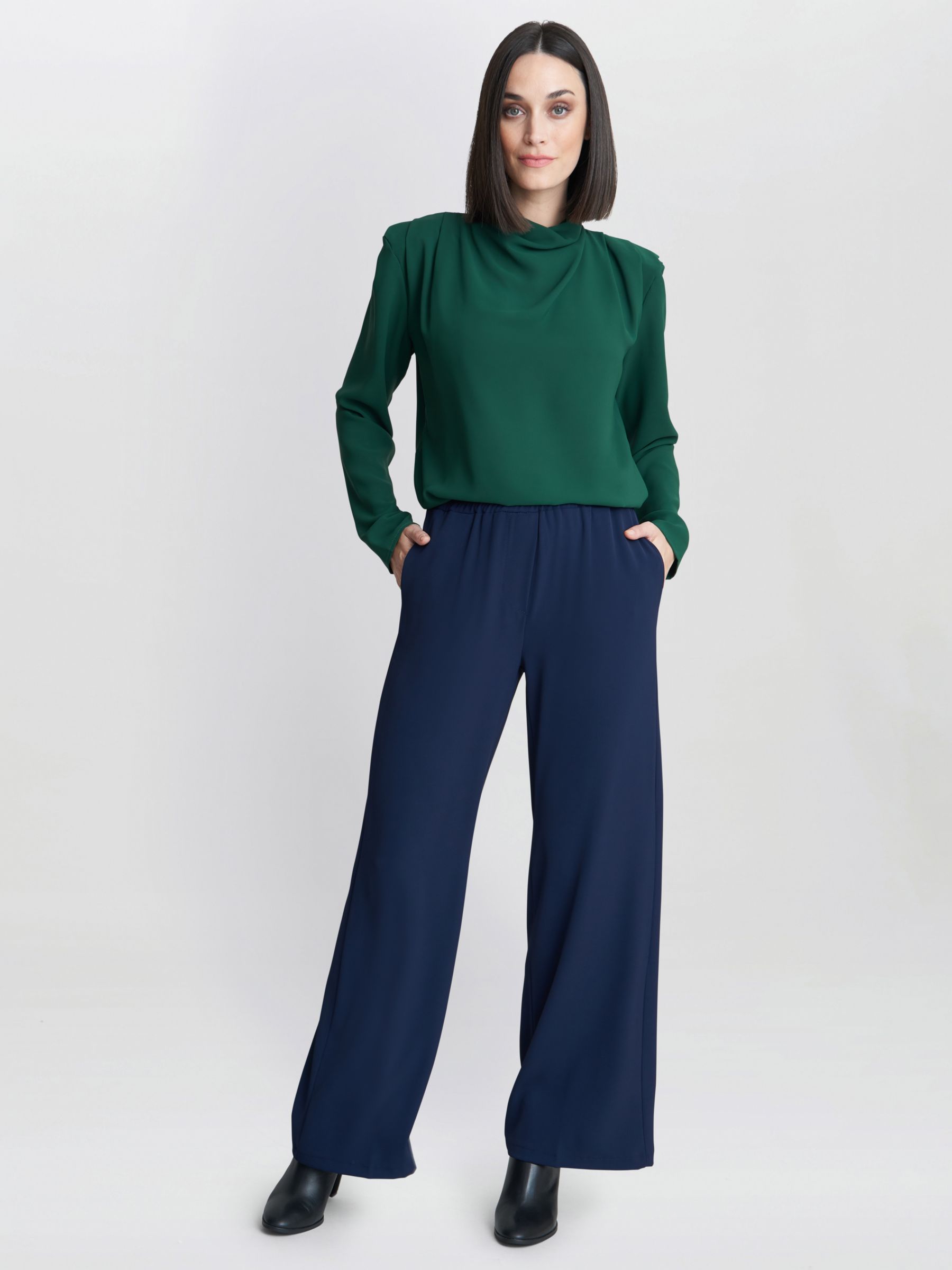 Gina Bacconi  Annika Crepe Pull On Trousers, Navy, S