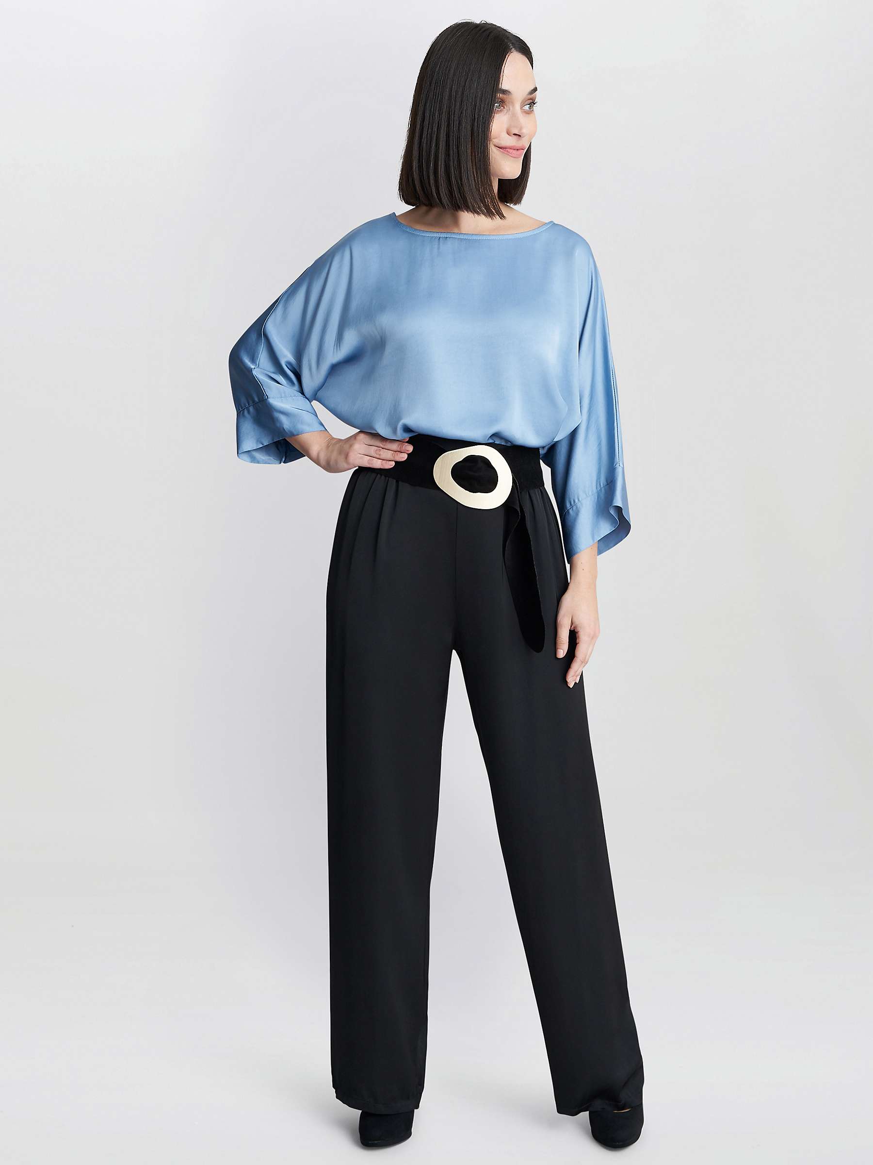 Buy Gina Bacconi Juno Washed Satin Pull On Trousers, Black Online at johnlewis.com
