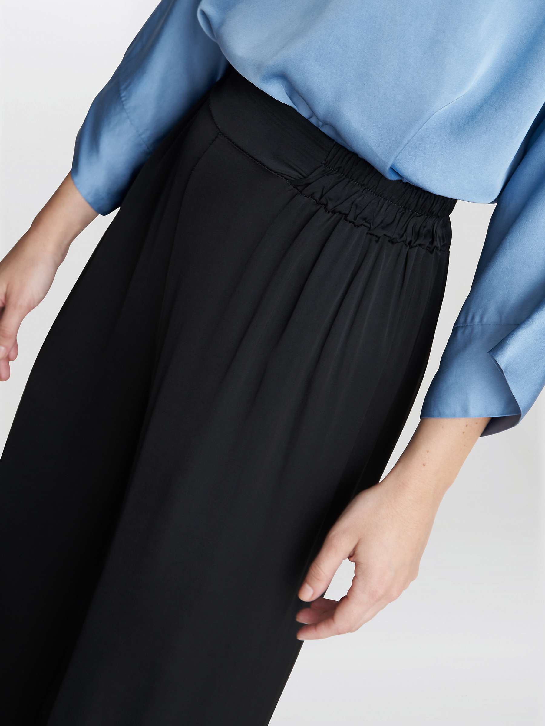 Buy Gina Bacconi Juno Washed Satin Pull On Trousers, Black Online at johnlewis.com