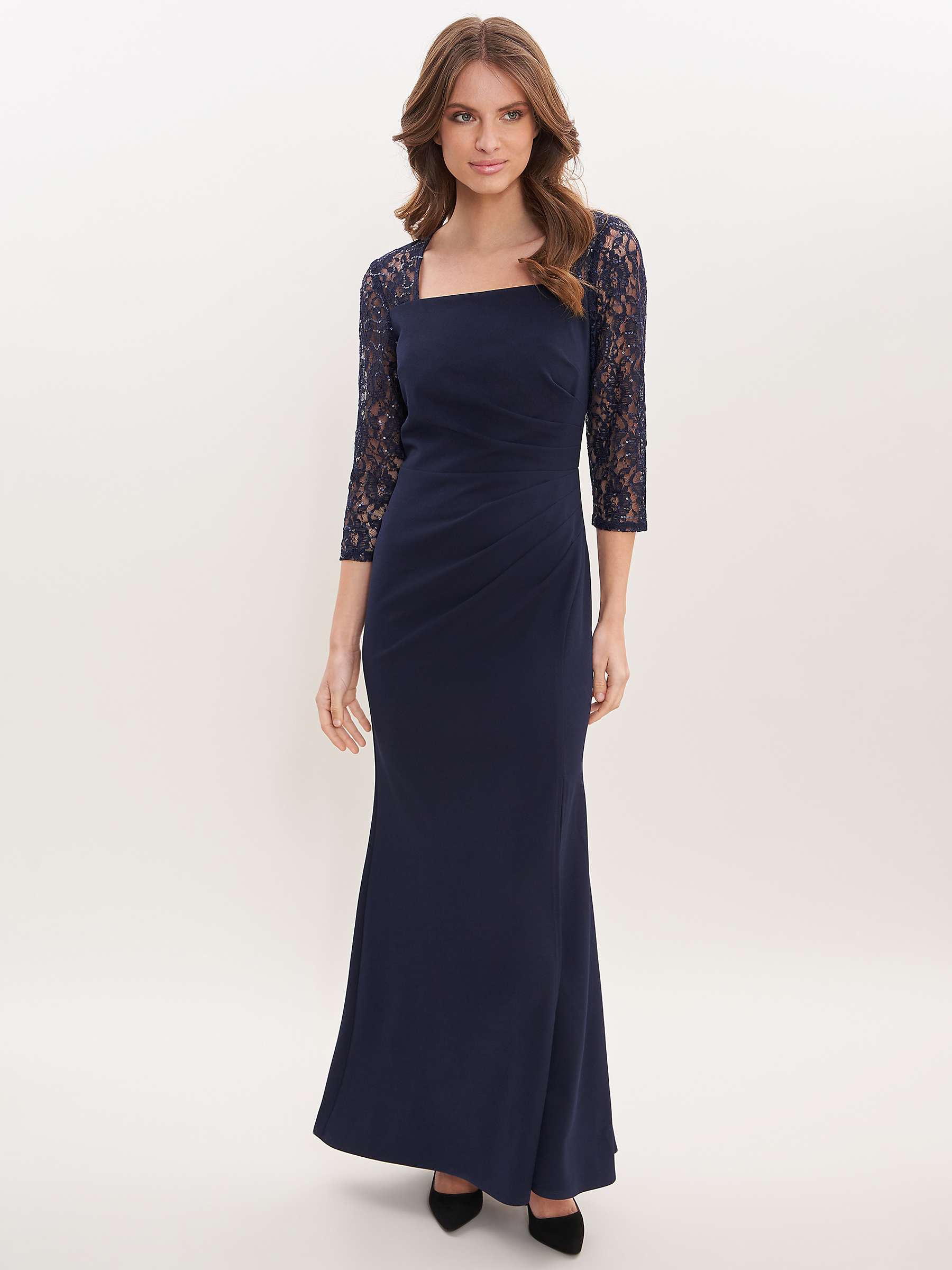 Buy Gina Bacconi Una Lace Detail Maxi Dress, Navy Online at johnlewis.com
