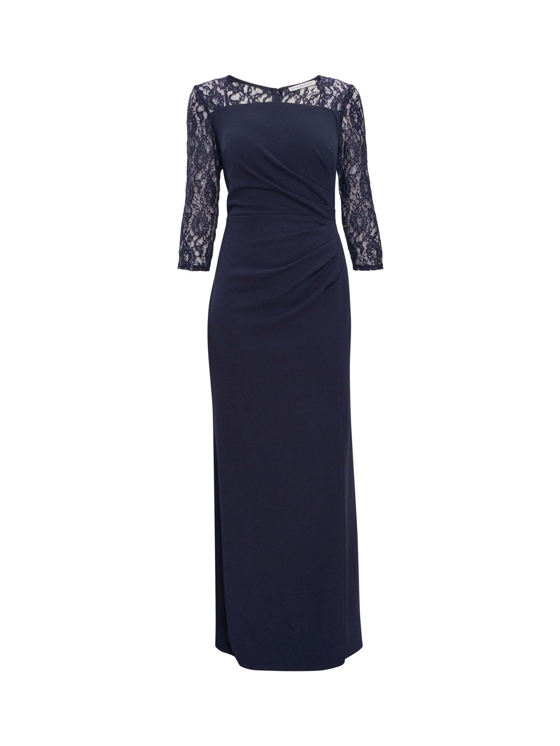 Gina Bacconi Una Lace Detail Maxi Dress, Navy at John Lewis & Partners