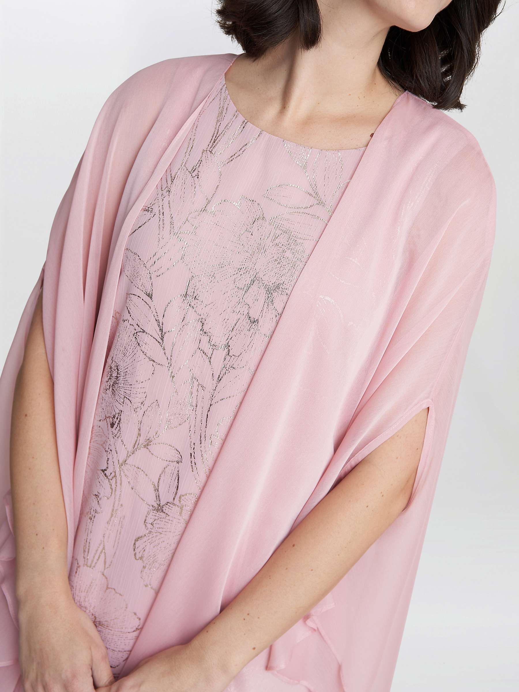 Buy Gina Bacconi Saskia Foil Floral Dress with Chiffon Cape, Rose Pink Online at johnlewis.com