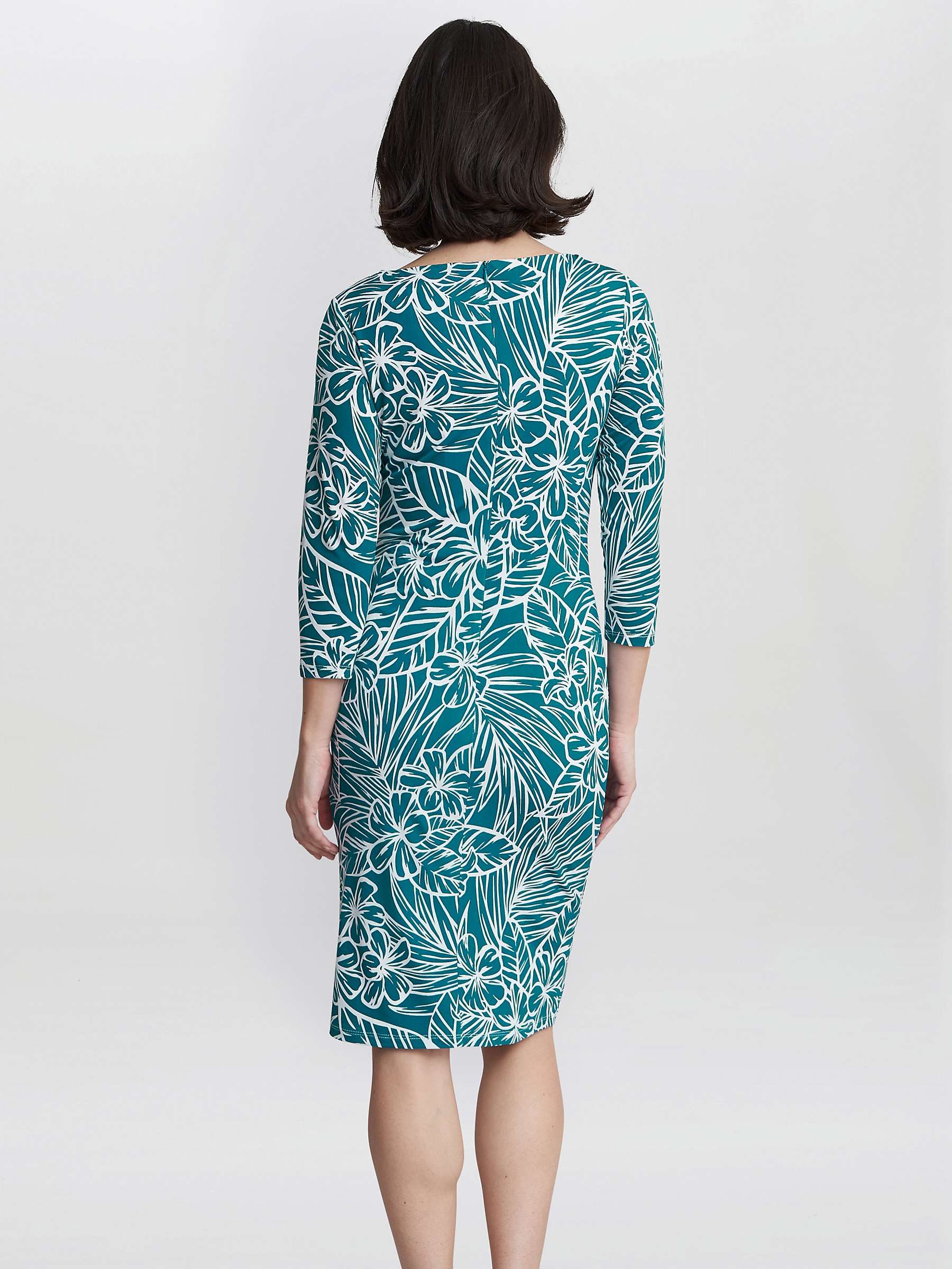 Buy Gina Bacconi Adeline Printed Jersey Cowl Neck Dress, Teal/White Online at johnlewis.com