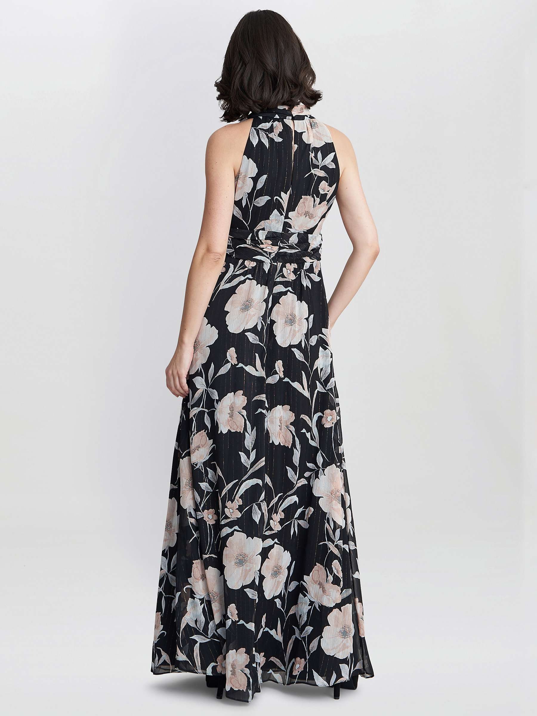 Buy Gina Bacconi Lexi Floral Print Tie Neck Maxi Dress, Black/Multi Online at johnlewis.com