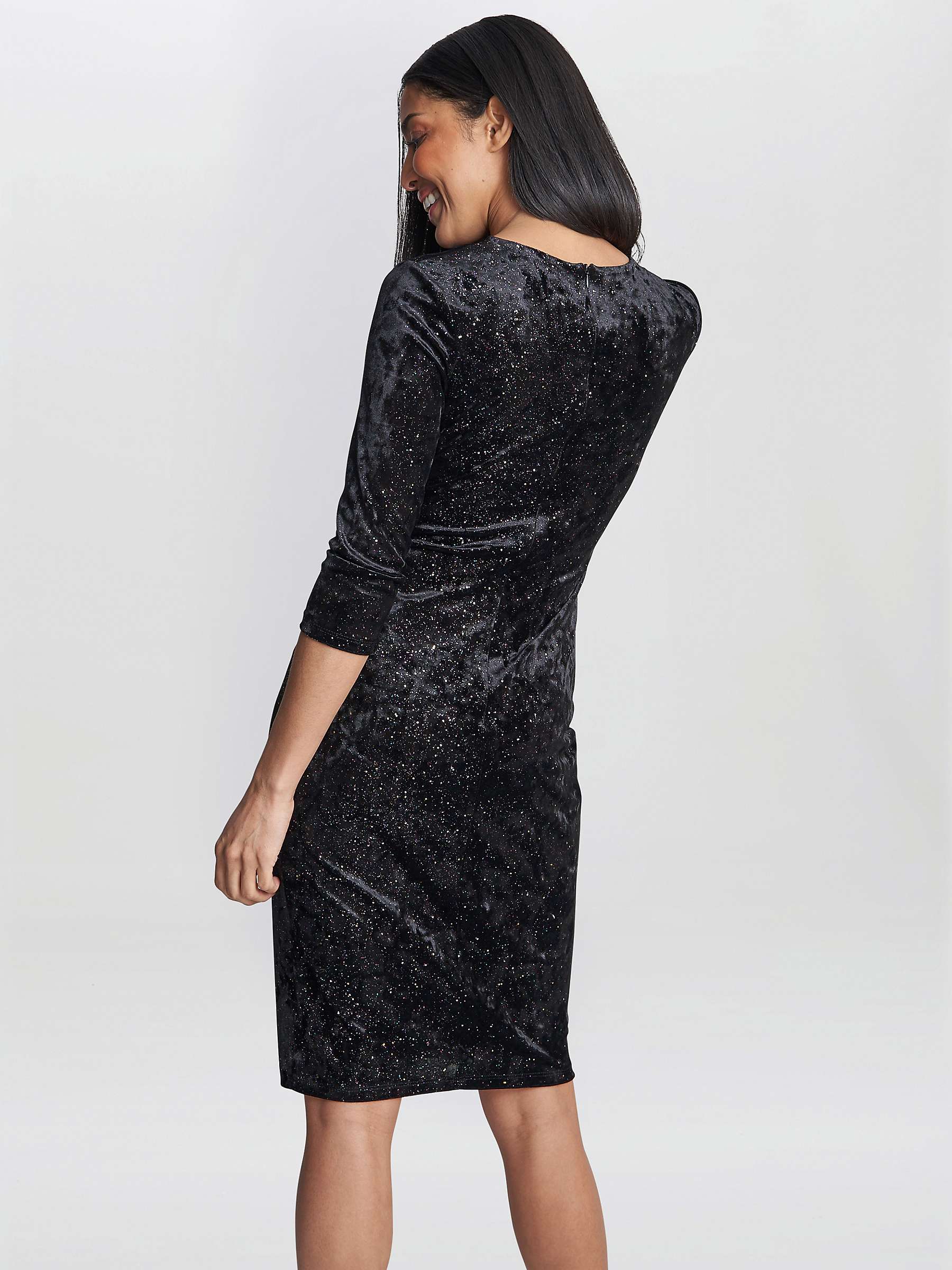 Buy Gina Bacconi Shannon Metallic Fleck Velvet Wrap Knot Dress, Black/Multi Online at johnlewis.com