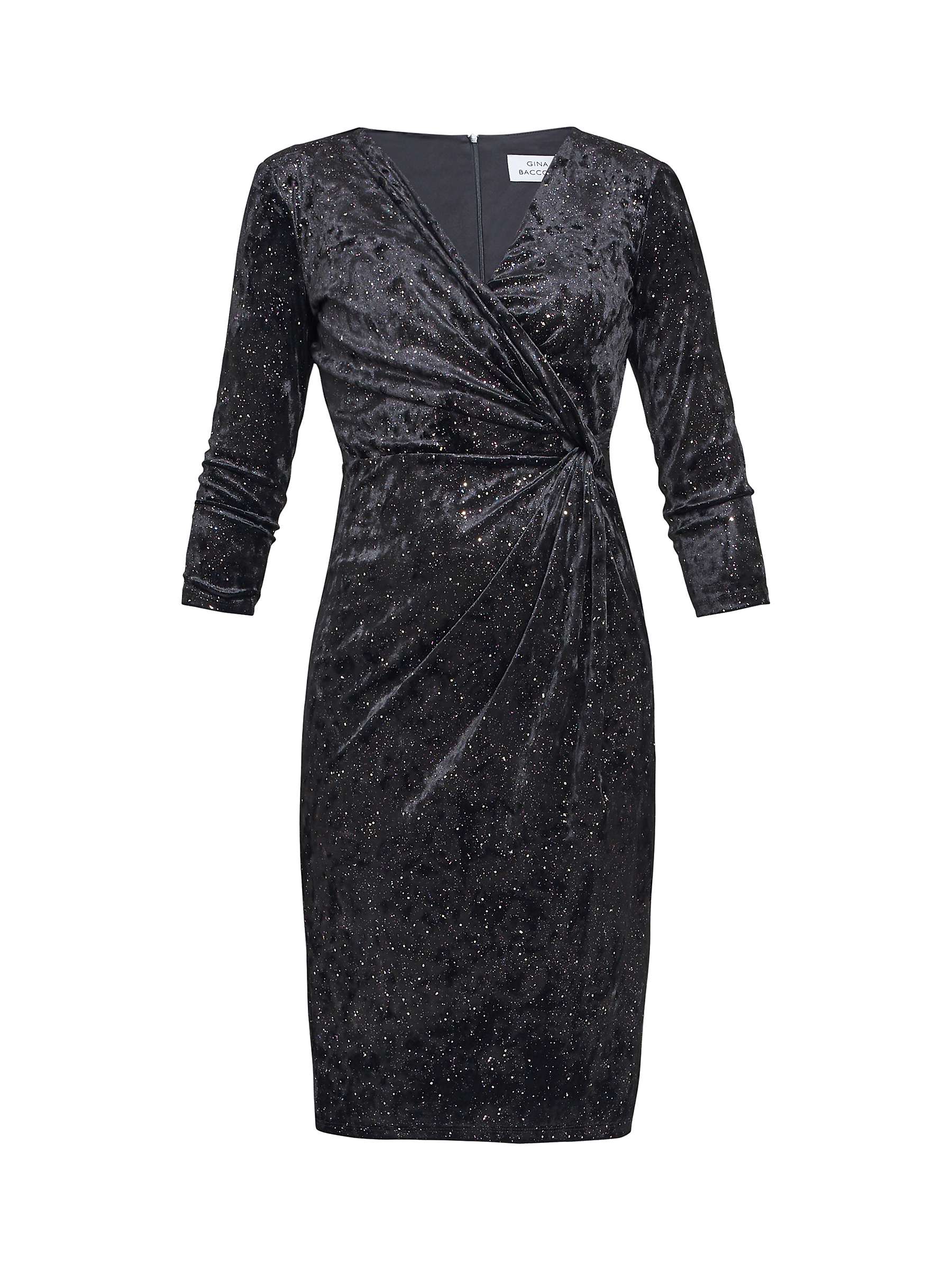 Buy Gina Bacconi Shannon Metallic Fleck Velvet Wrap Knot Dress, Black/Multi Online at johnlewis.com