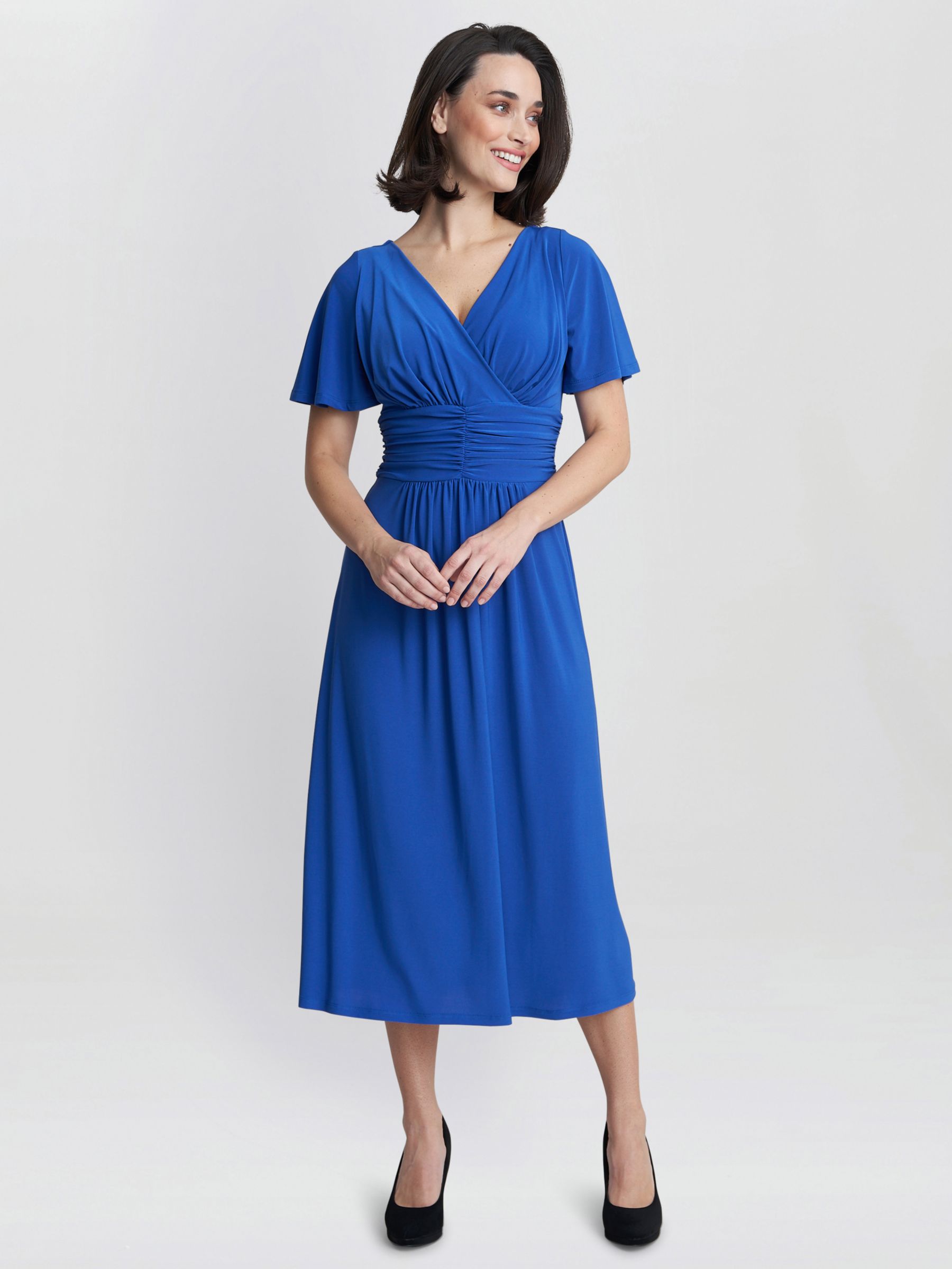 Gina Bacconi Frieda Jersey Midi Dress, Cobalt, 8