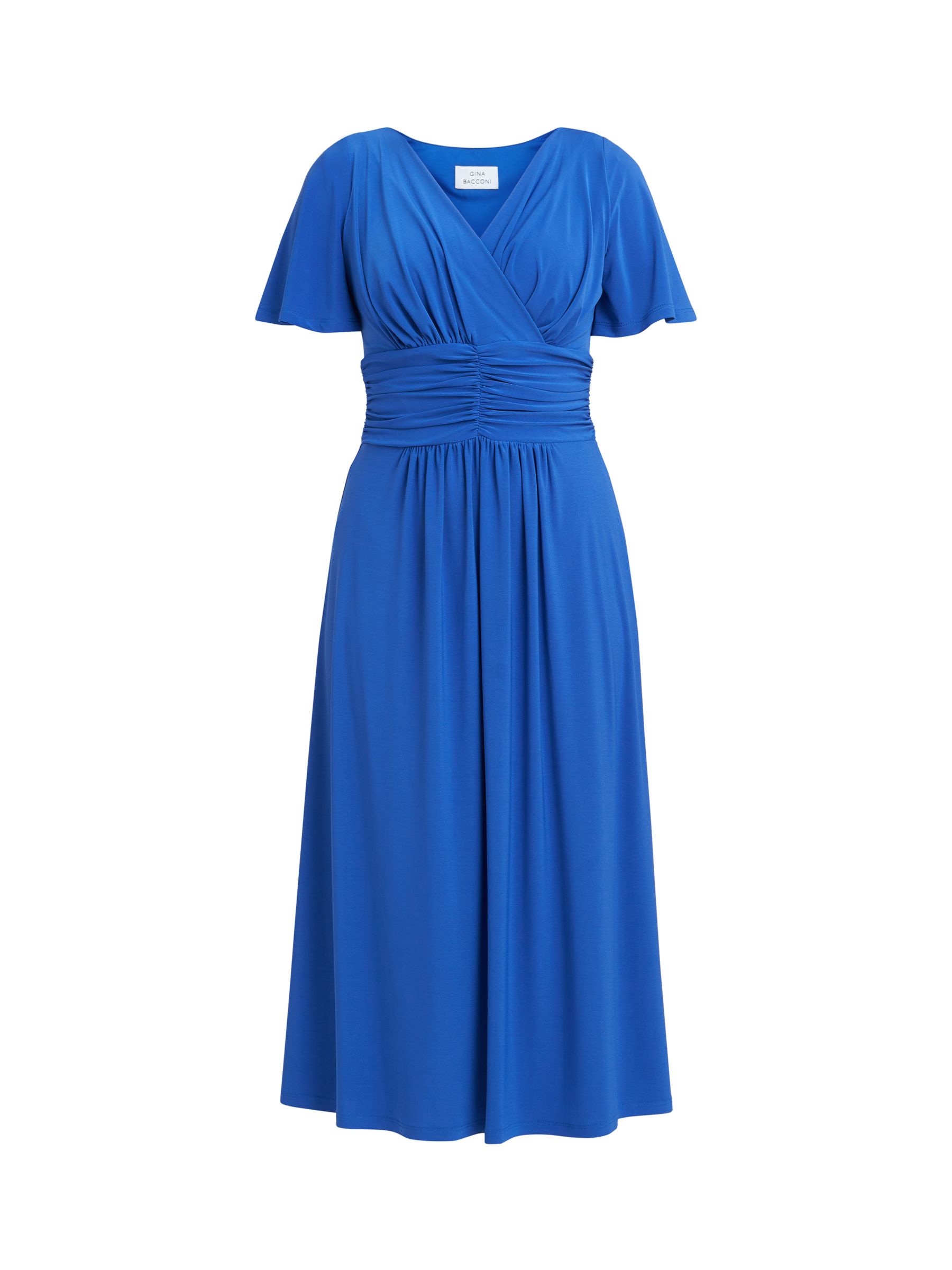 Gina Bacconi Frieda Jersey Midi Dress, Cobalt, 8