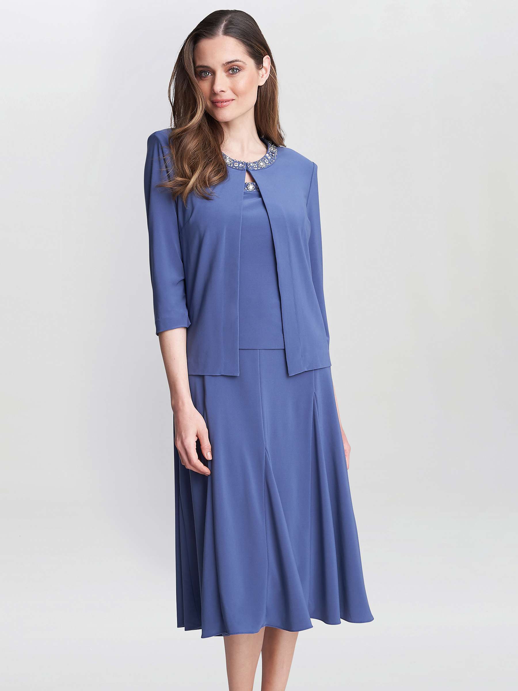 Buy Gina Bacconi Delores Jersey A-Line Jacket Midi Dress, Wedgewood Online at johnlewis.com