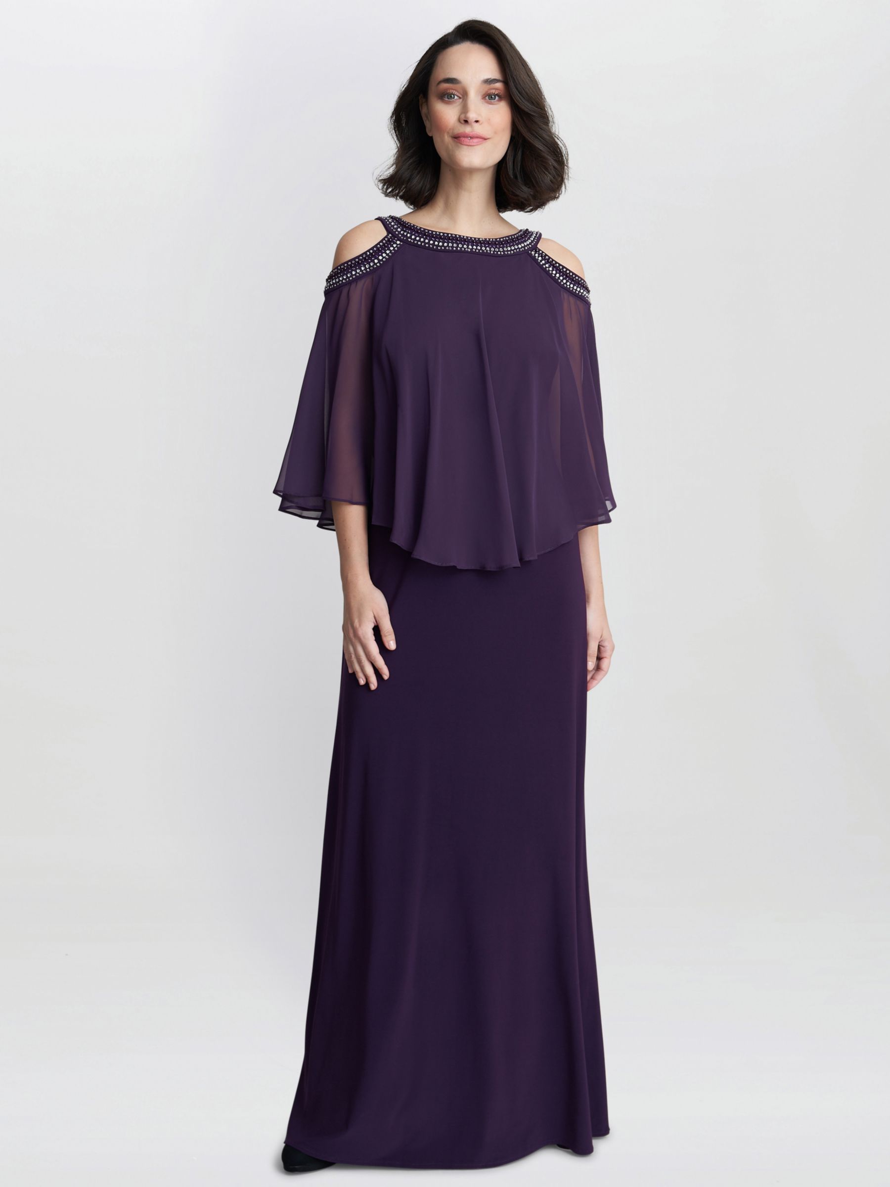 Buy Gina Bacconi Audrey Cold Shoulder Popover Dress, Eggplant Online at johnlewis.com