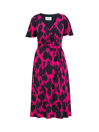 Gina Bacconi Esme Jersey Wrap Dress, Black/Pink