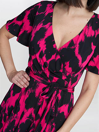 Gina Bacconi Esme Jersey Wrap Dress, Black/Pink