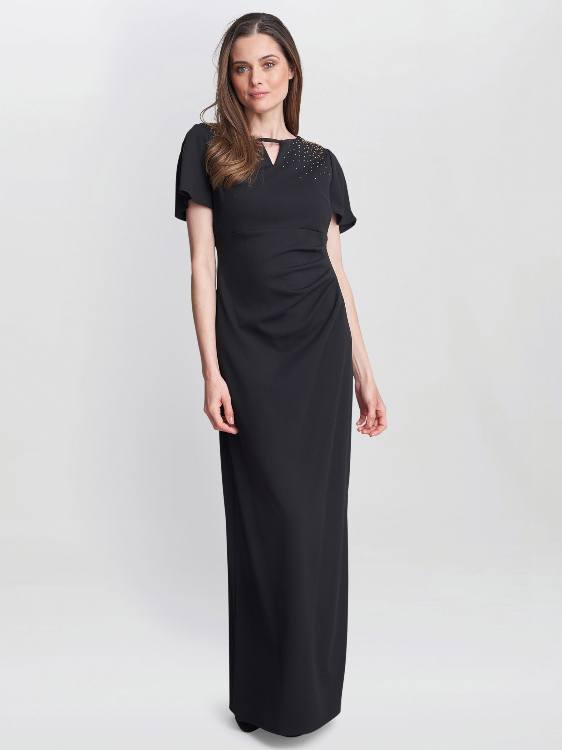 Gina Bacconi Betsy Keyhole Neck Maxi Dress, Black at John Lewis & Partners