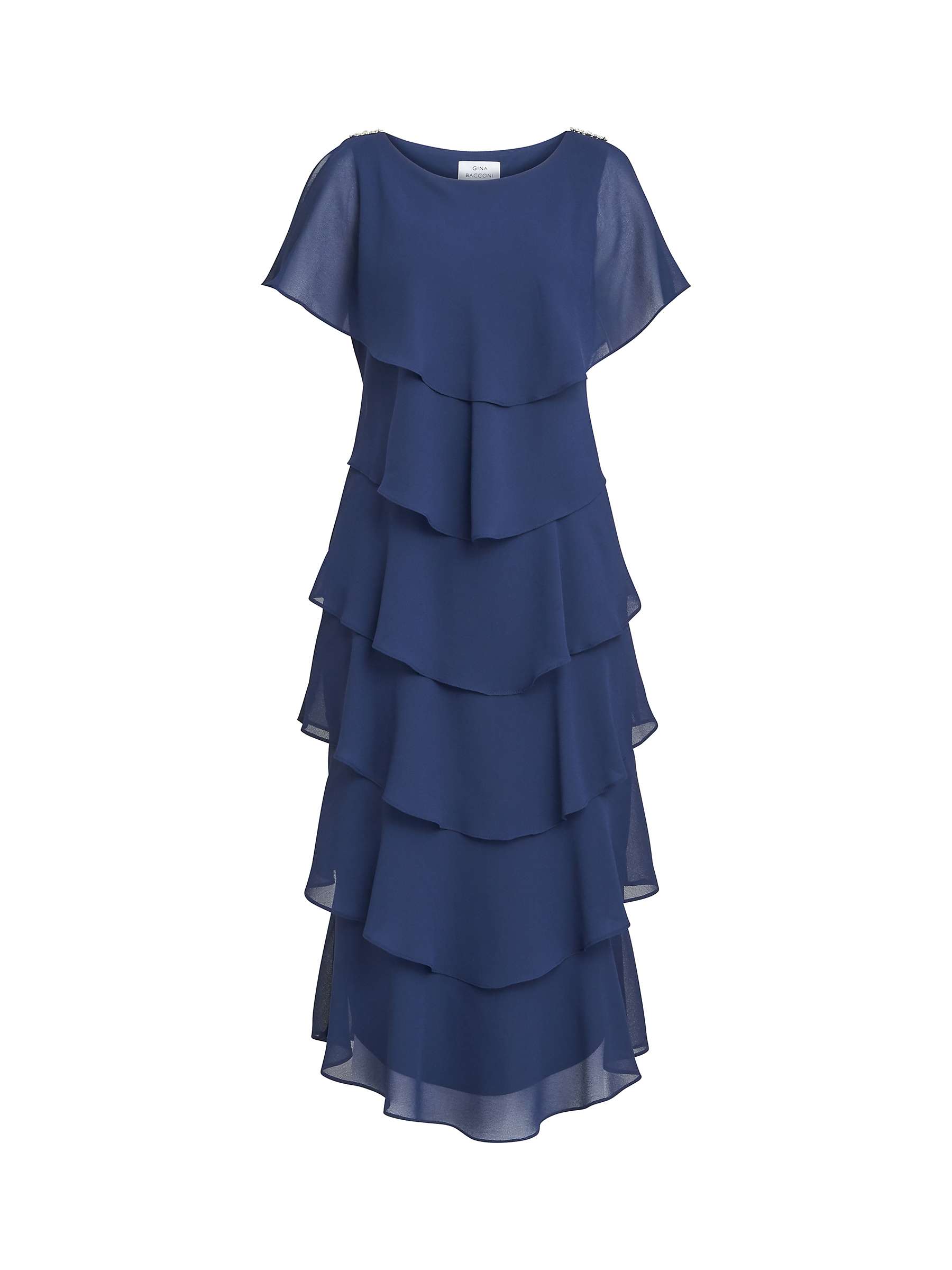 Buy Gina Bacconi Tessa Tiered Midi Dress, Navy Online at johnlewis.com