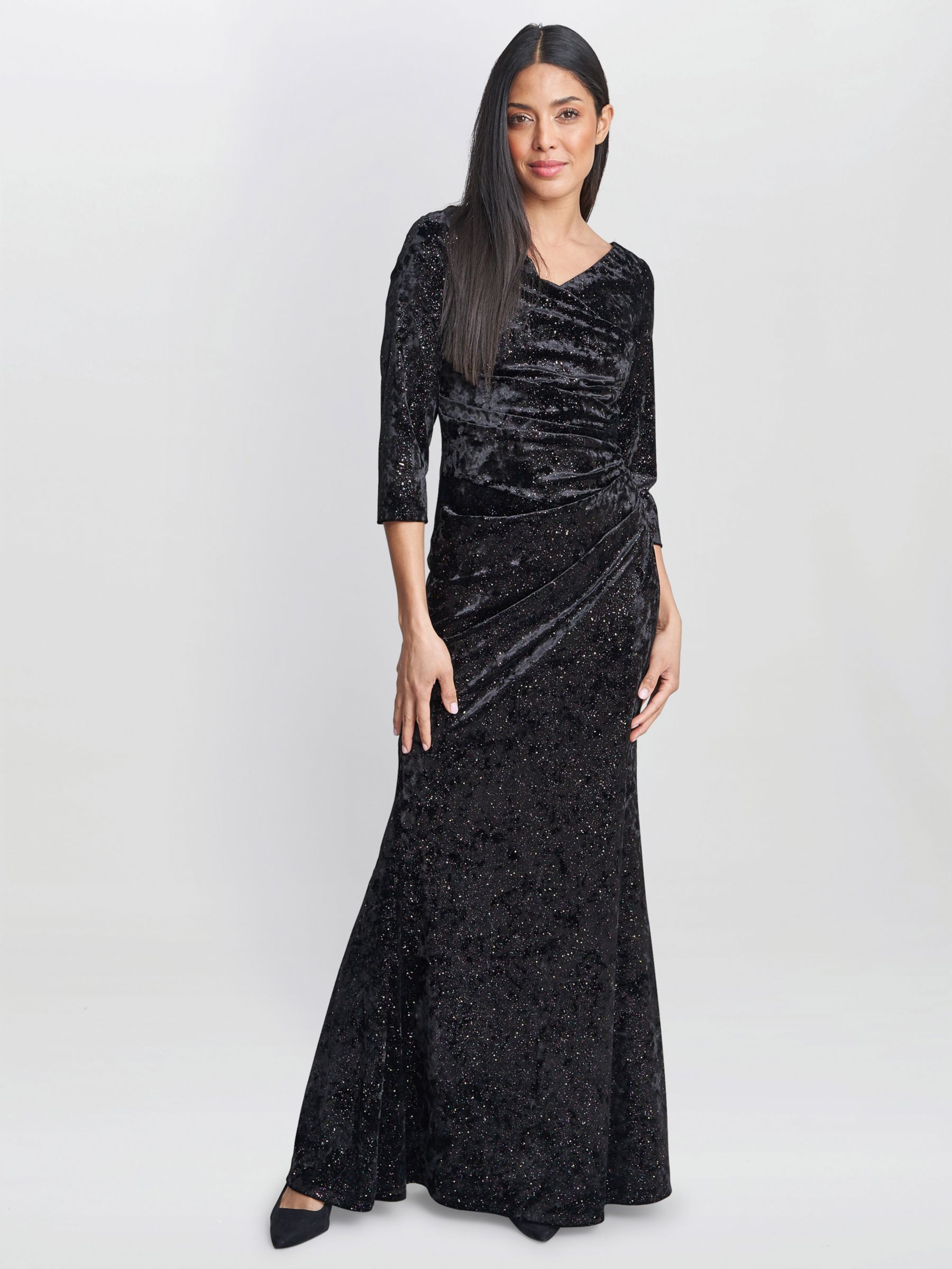 Buy Gina Bacconi Whitney Velvet Sparkle Maxi Dress, Black Online at johnlewis.com