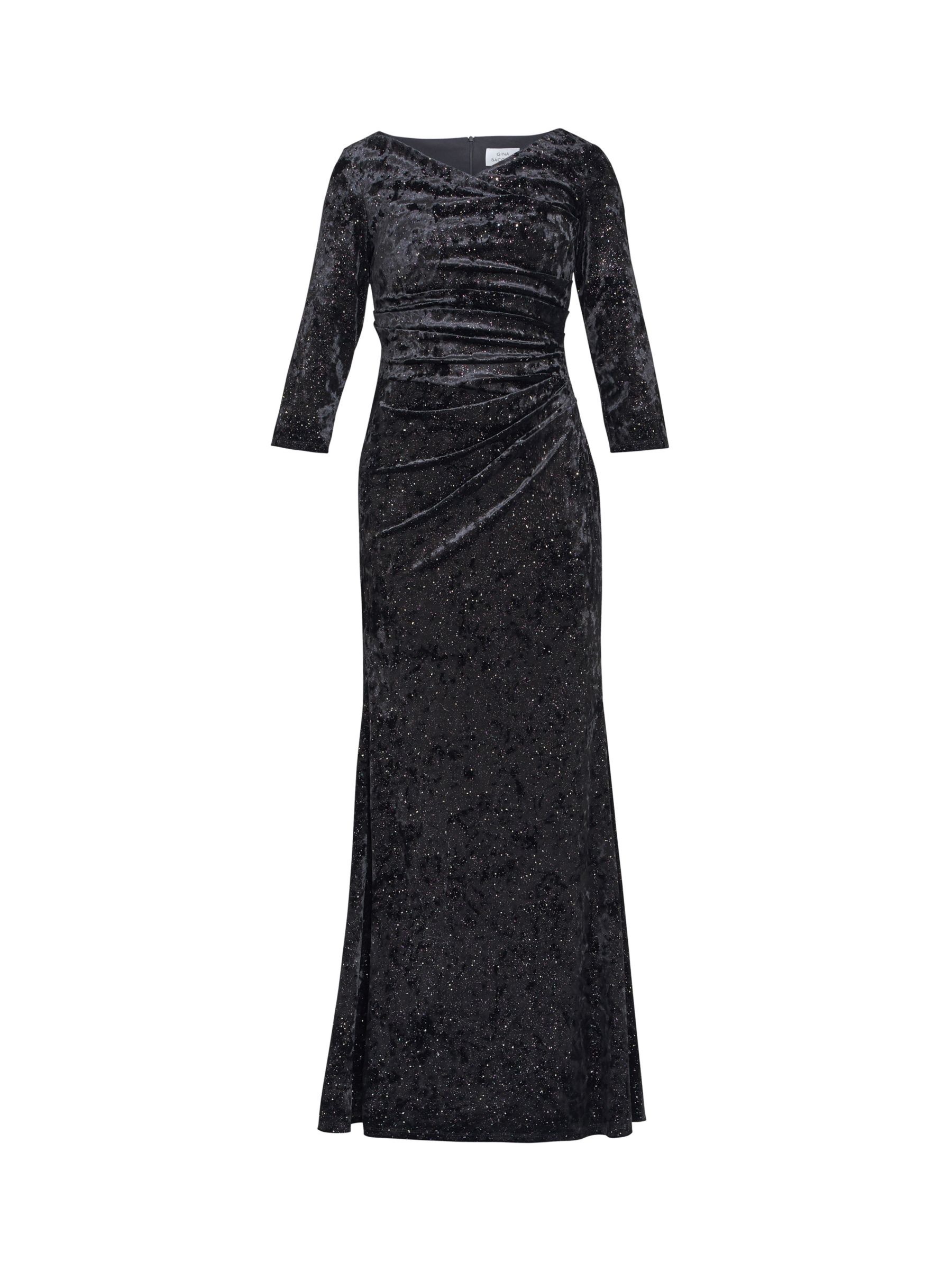 Gina Bacconi Whitney Velvet Sparkle Maxi Dress, Black at John Lewis ...