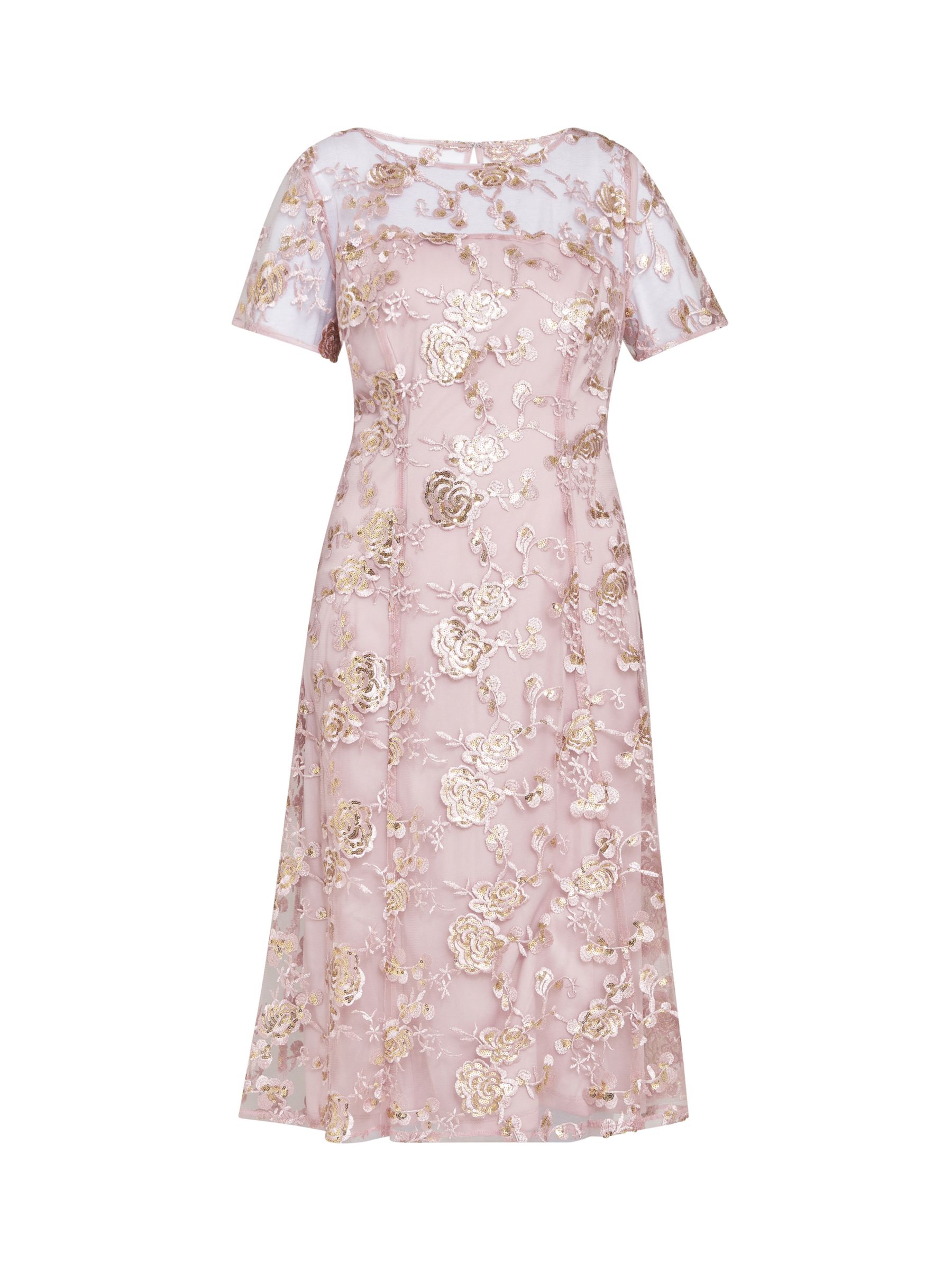Buy Gina Bacconi Davina Embroidered Floral Sequin Dress, Blush Online at johnlewis.com