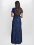 Gina Bacconi Nancy Rosette Sequin Detail Maxi Dress, Navy