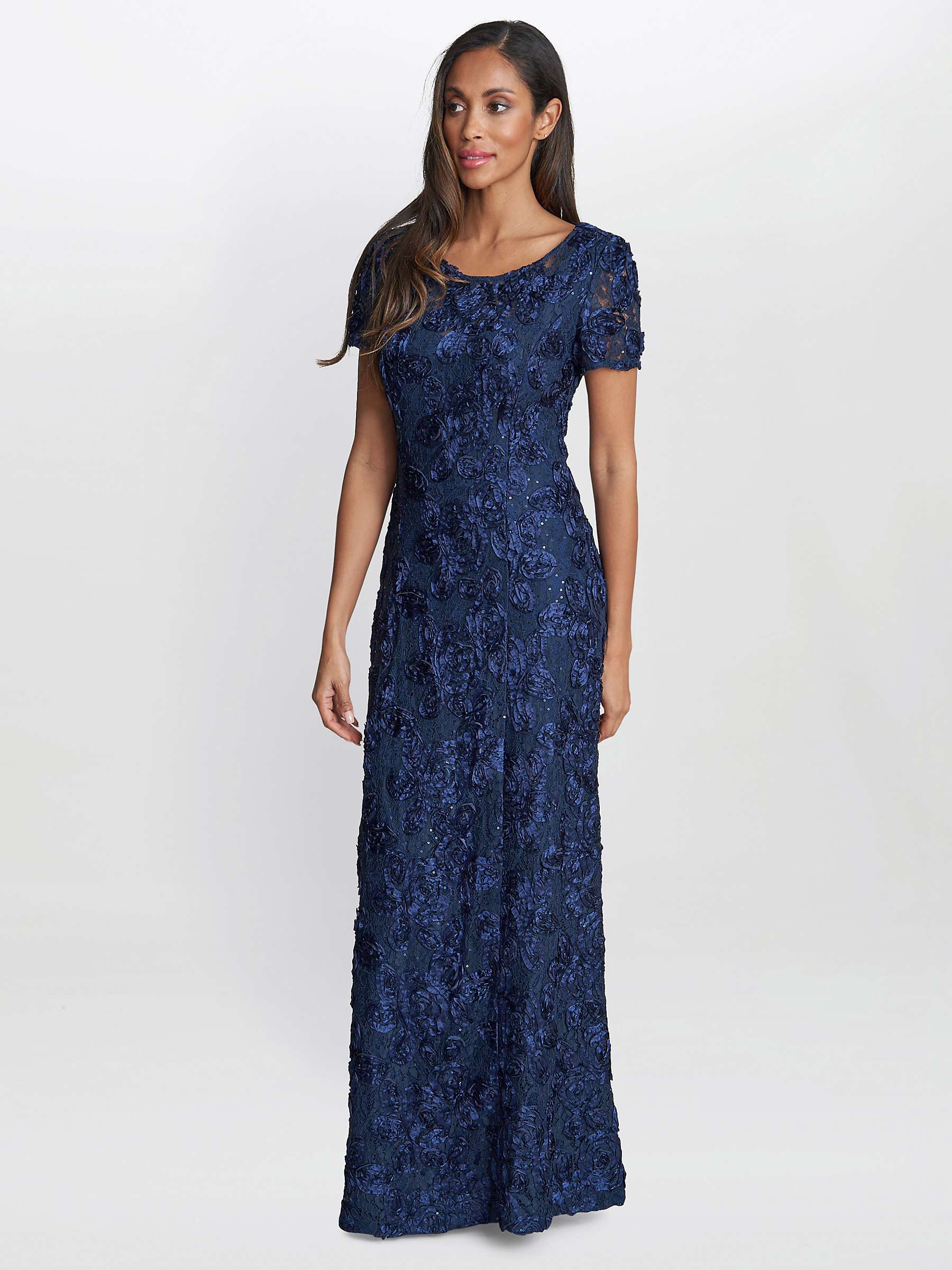 Buy Gina Bacconi Nancy Rosette Sequin Detail Maxi Dress, Navy Online at johnlewis.com