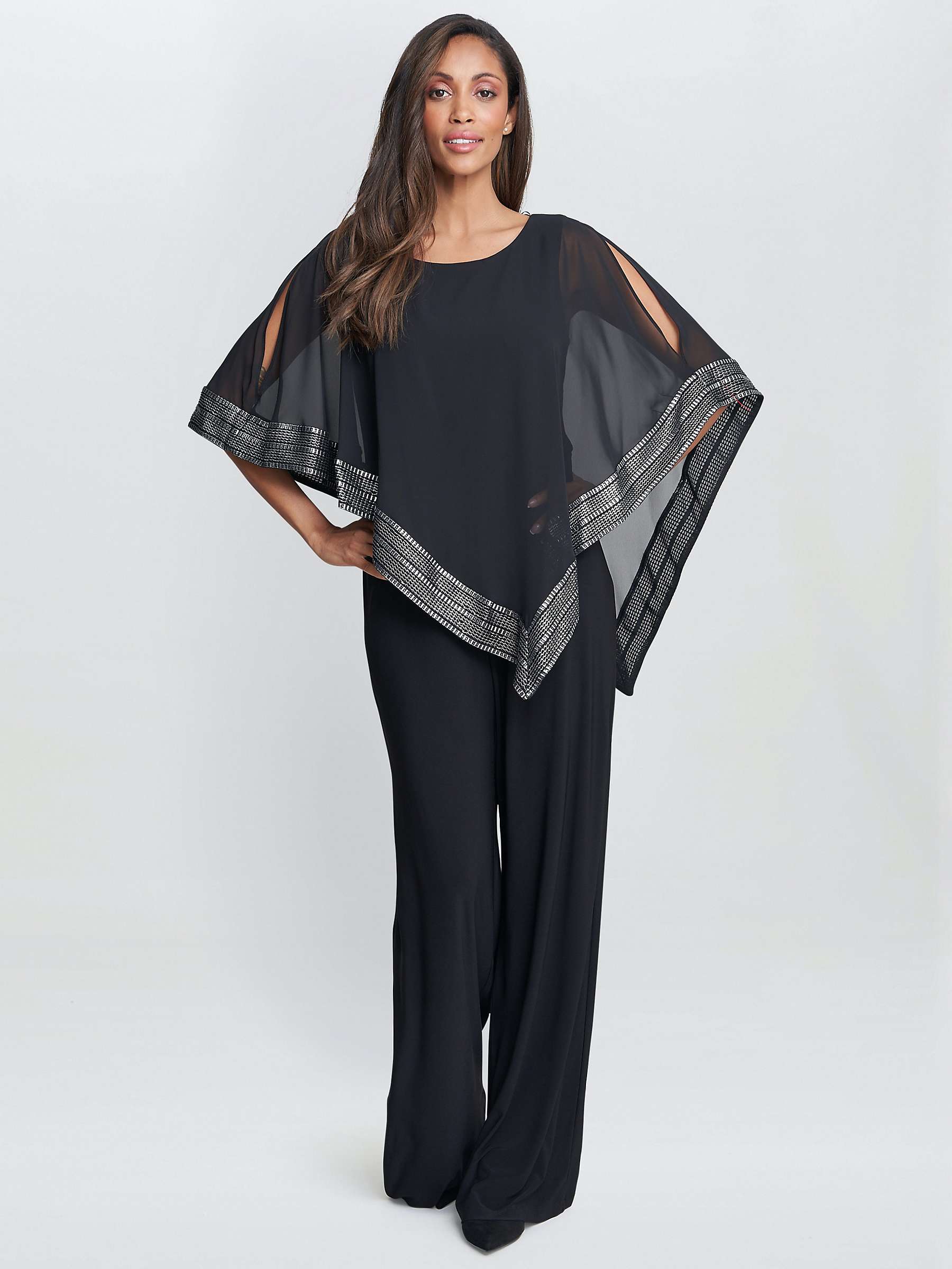 Buy Gina Bacconi Eve Asymmetrical Cape Jumpsuit, Black Online at johnlewis.com