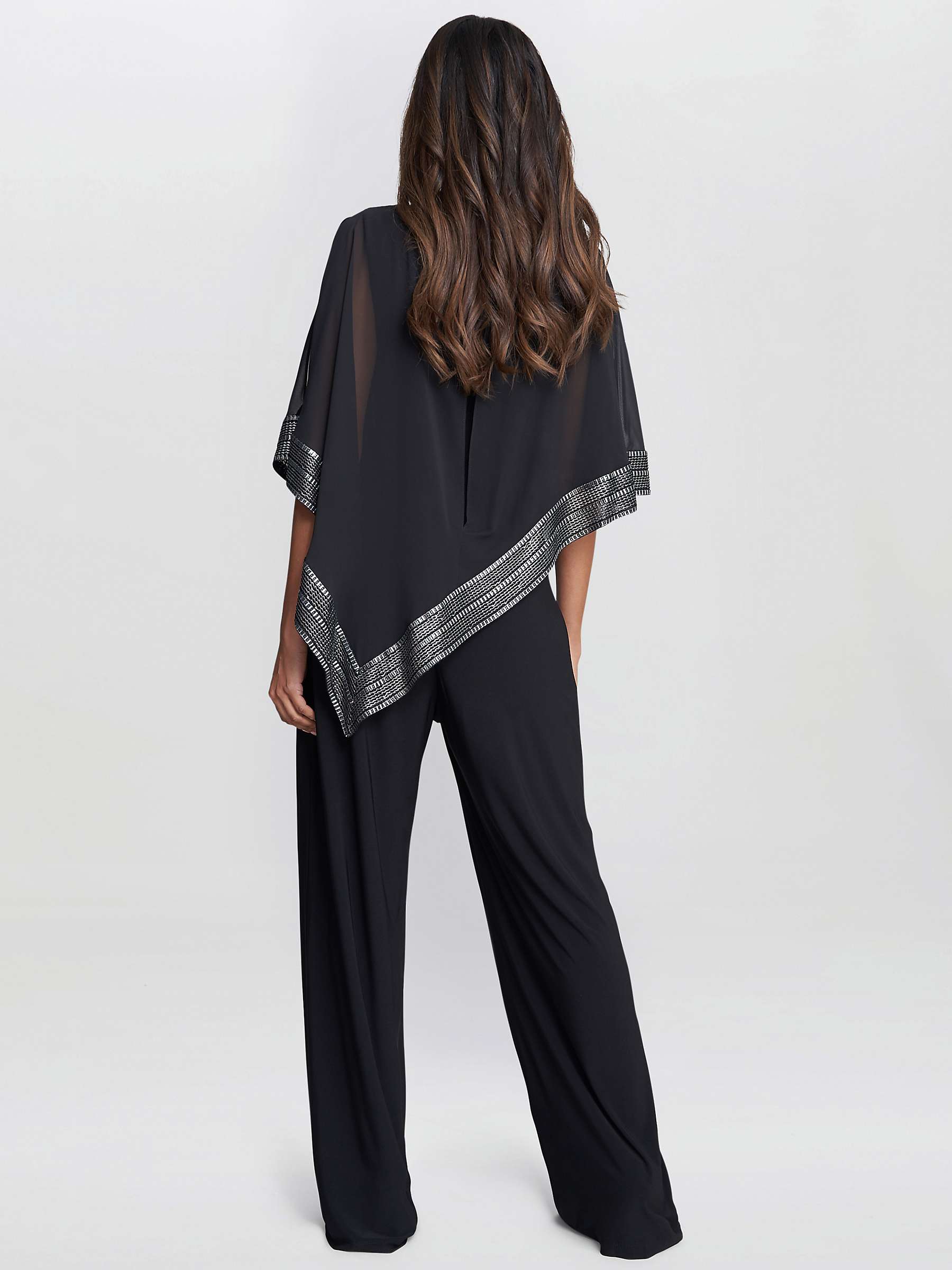 Gina Bacconi Eve Asymmetrical Cape Jumpsuit, Black at John Lewis & Partners