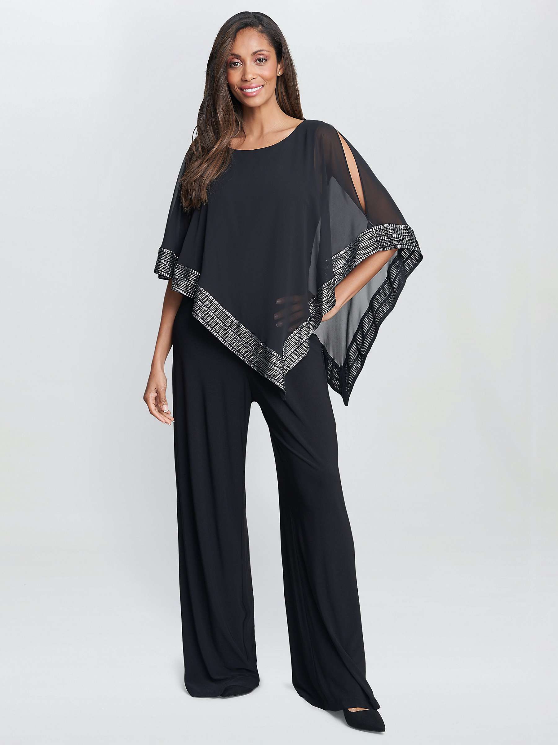 Buy Gina Bacconi Eve Asymmetrical Cape Jumpsuit, Black Online at johnlewis.com