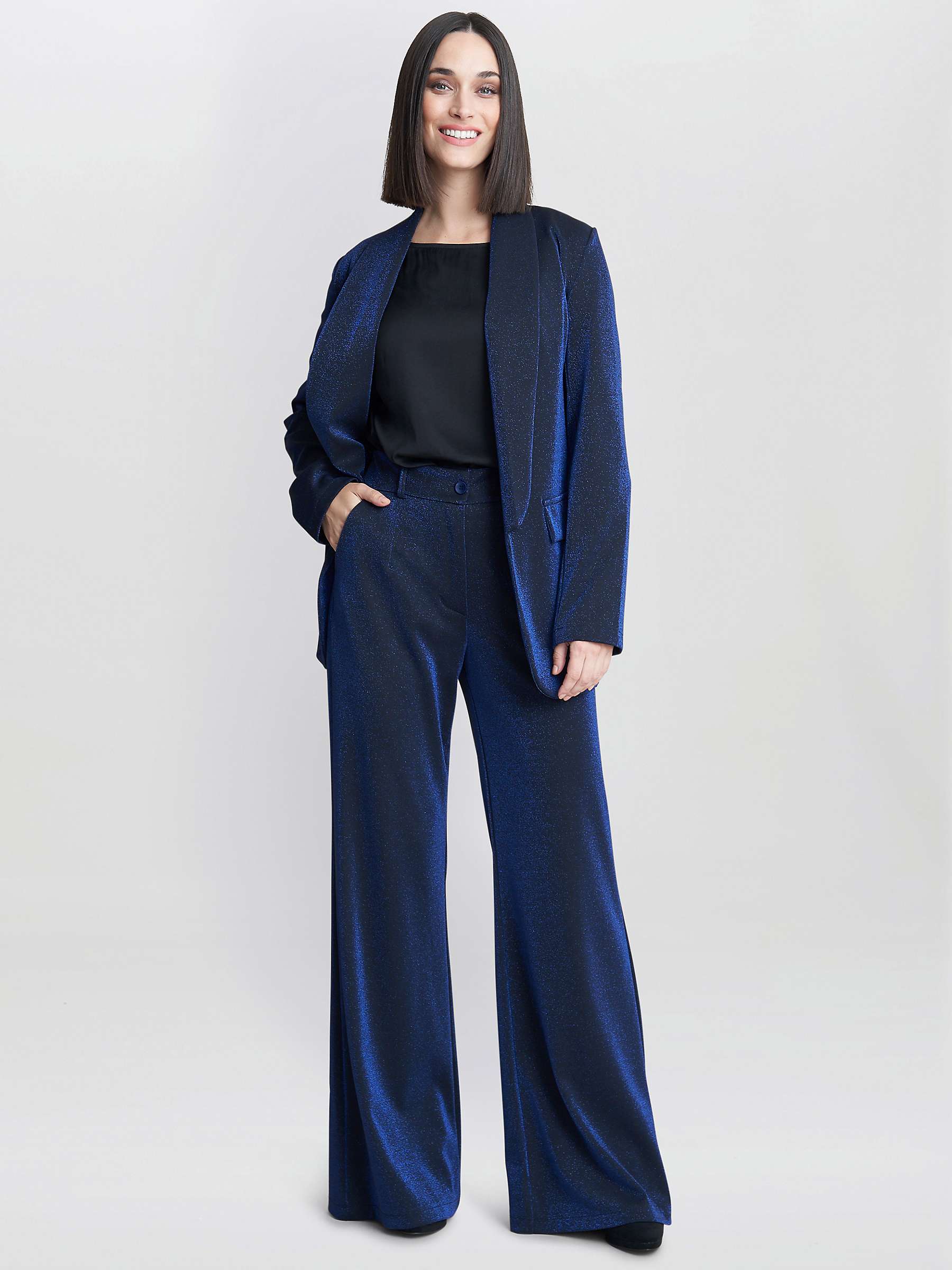 Buy Gina Bacconi Genevive Stretch Metalic Trouser Suit, Navy Online at johnlewis.com