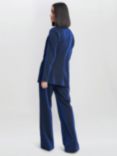 Gina Bacconi Genevive Stretch Metalic Trouser Suit, Navy