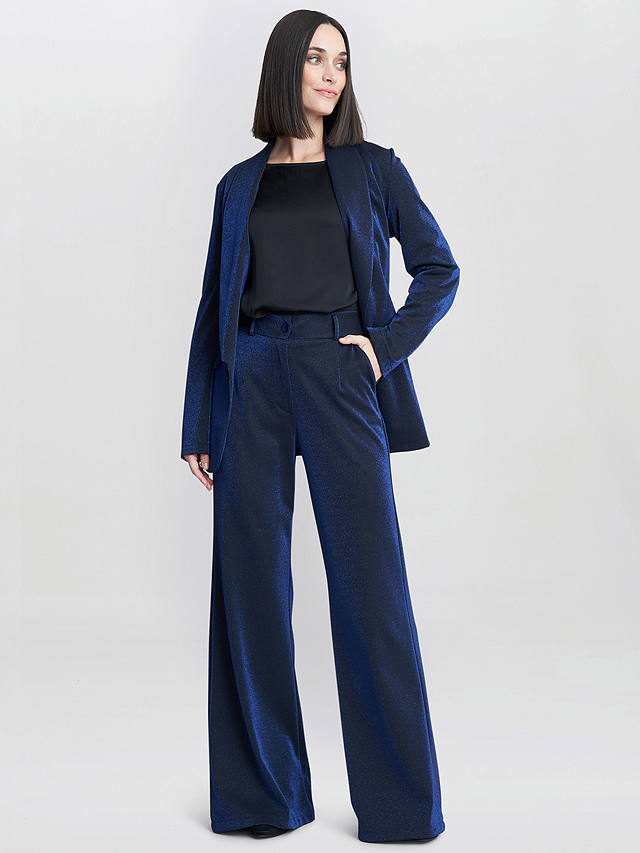 Gina Bacconi Genevive Stretch Metalic Trouser Suit, Navy