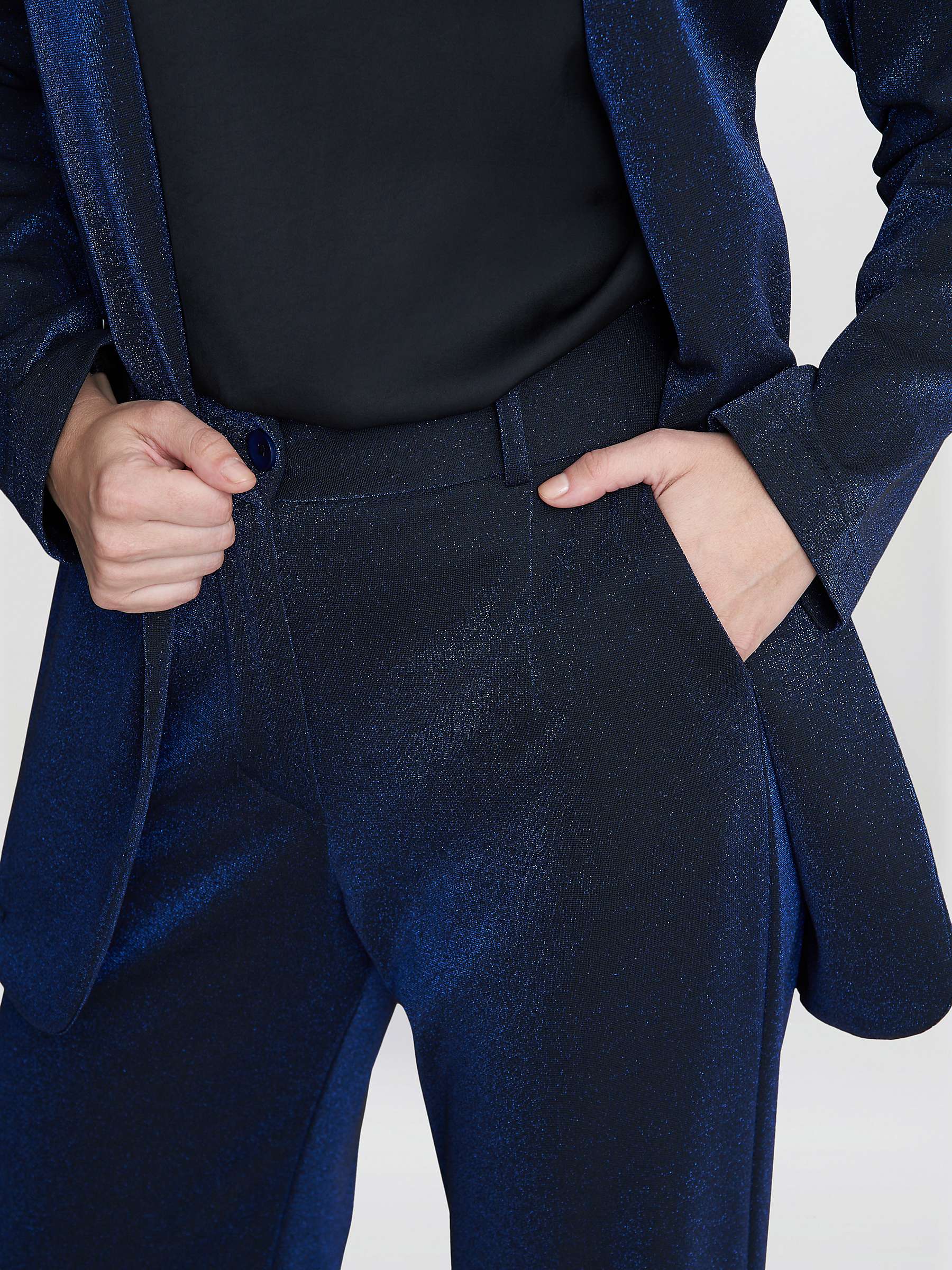 Buy Gina Bacconi Genevive Stretch Metalic Trouser Suit, Navy Online at johnlewis.com