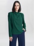 Gina Bacconi Eleonora High Neck Shoulder Detail Top, Green